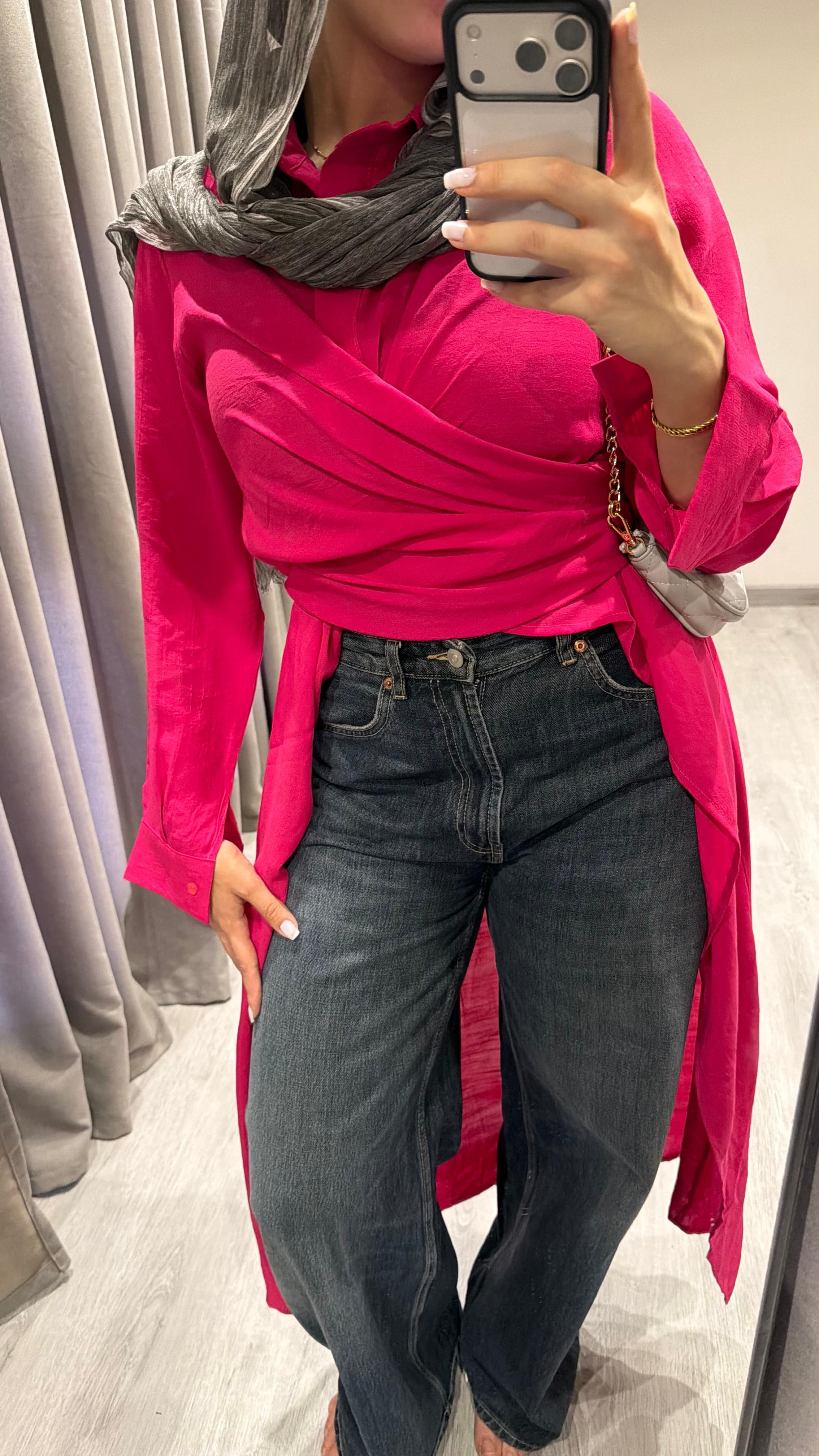 All Around Asymmetric Top in Hot Pink