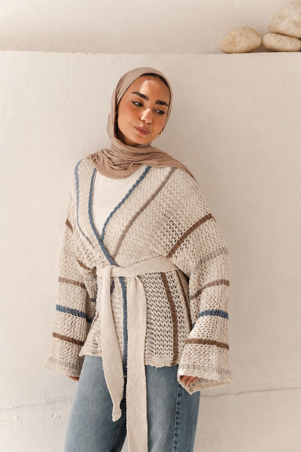 Better in Neutrals Metallic Threads Cardigan