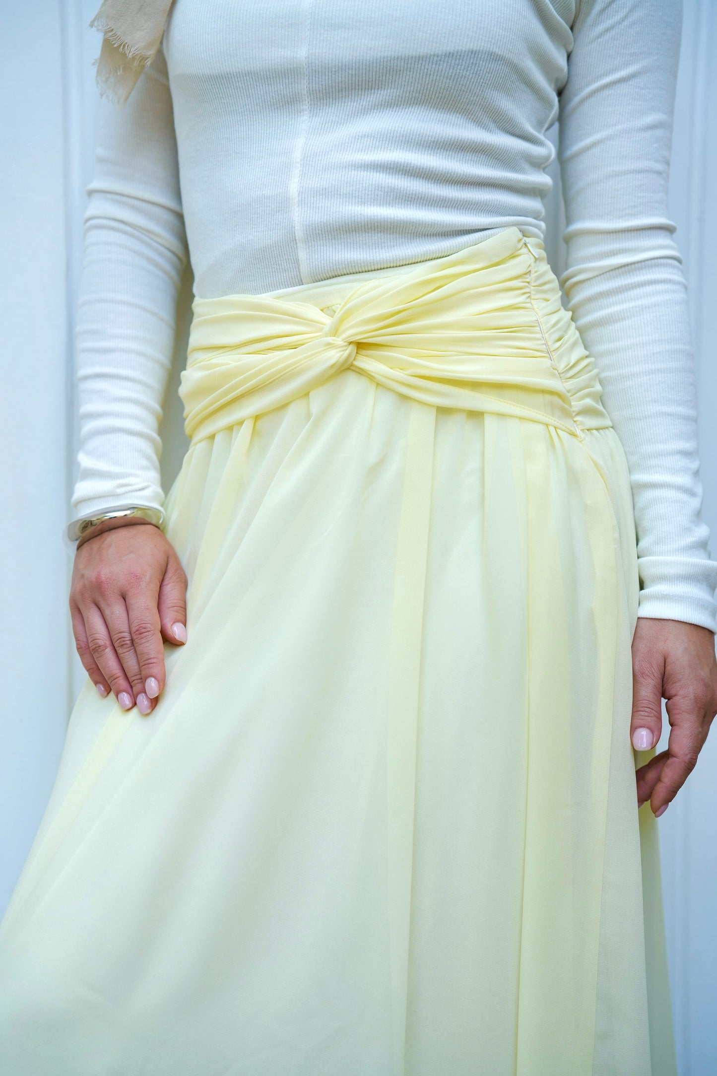 Ruby Twisted Skirt in Butter yellow
