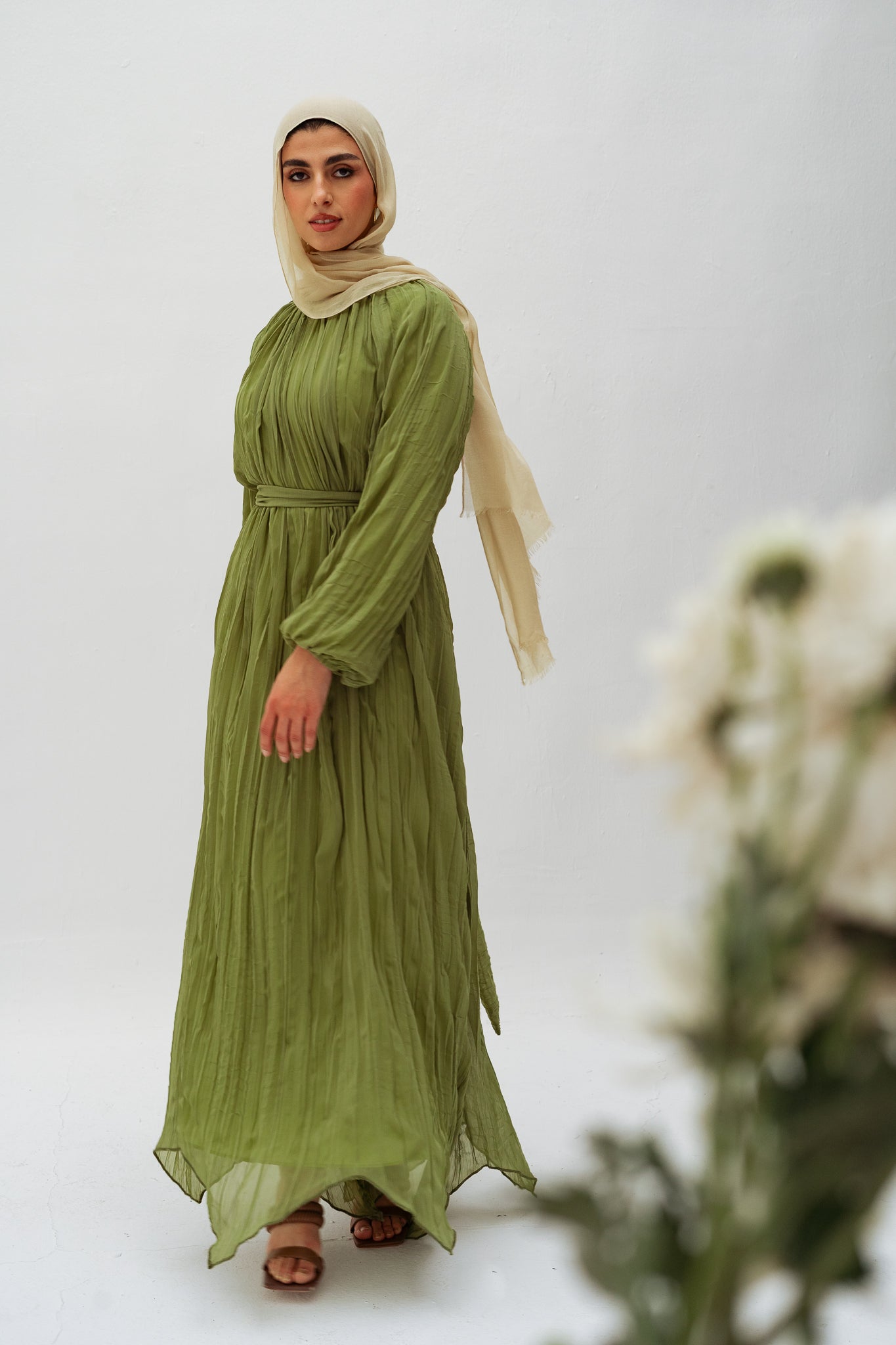 Nazly crushed dress in Mint