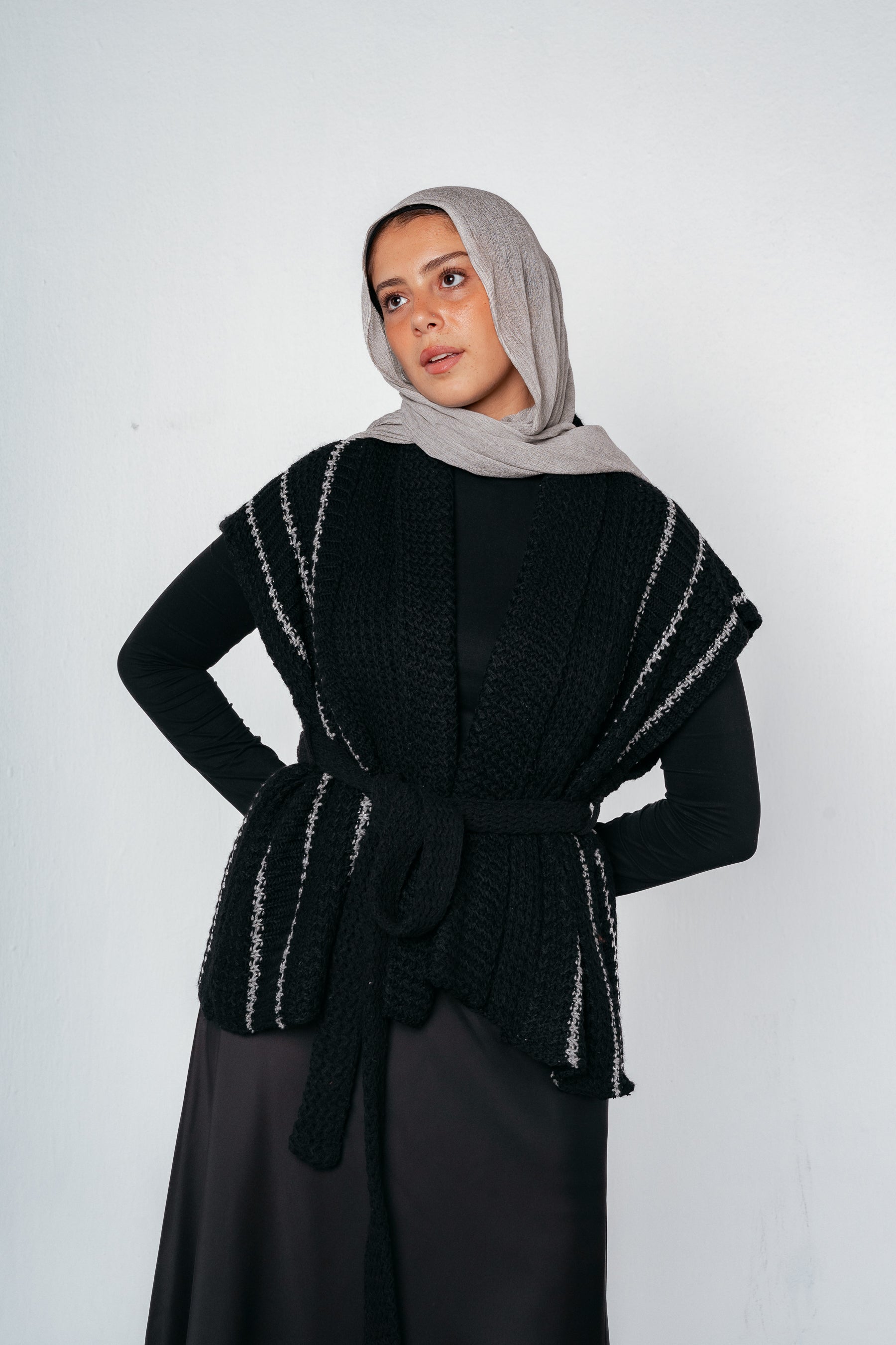 Silver Threads Knit Vest in Black