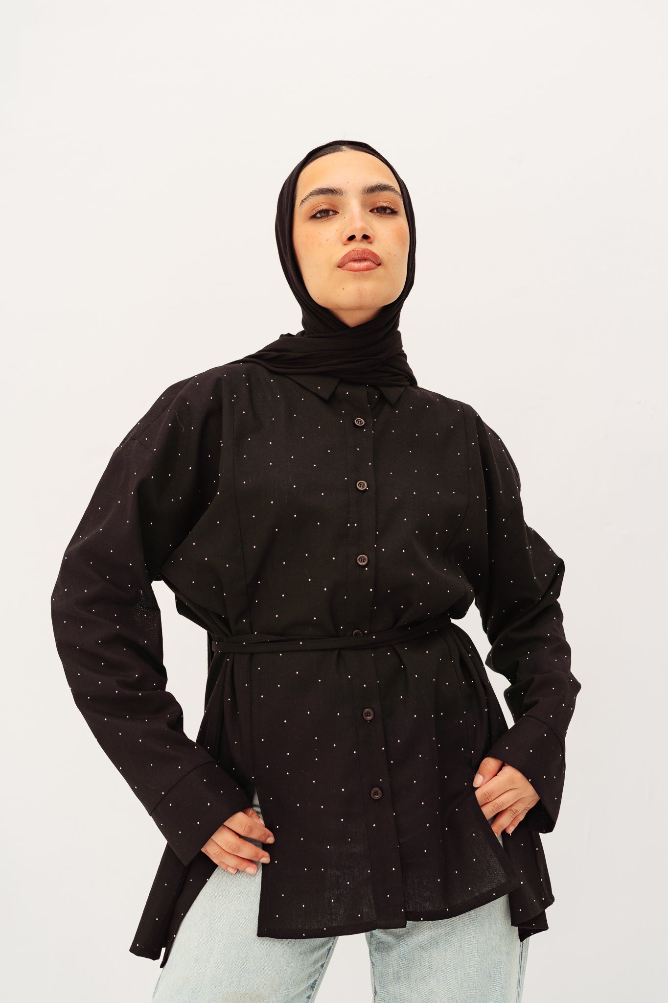 Studded Glam shirt in black