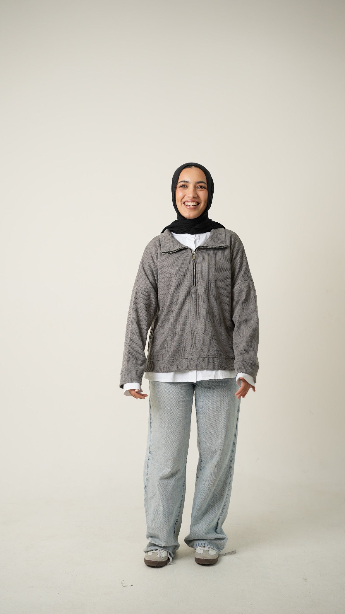 Zip-Up Sweater in Grey