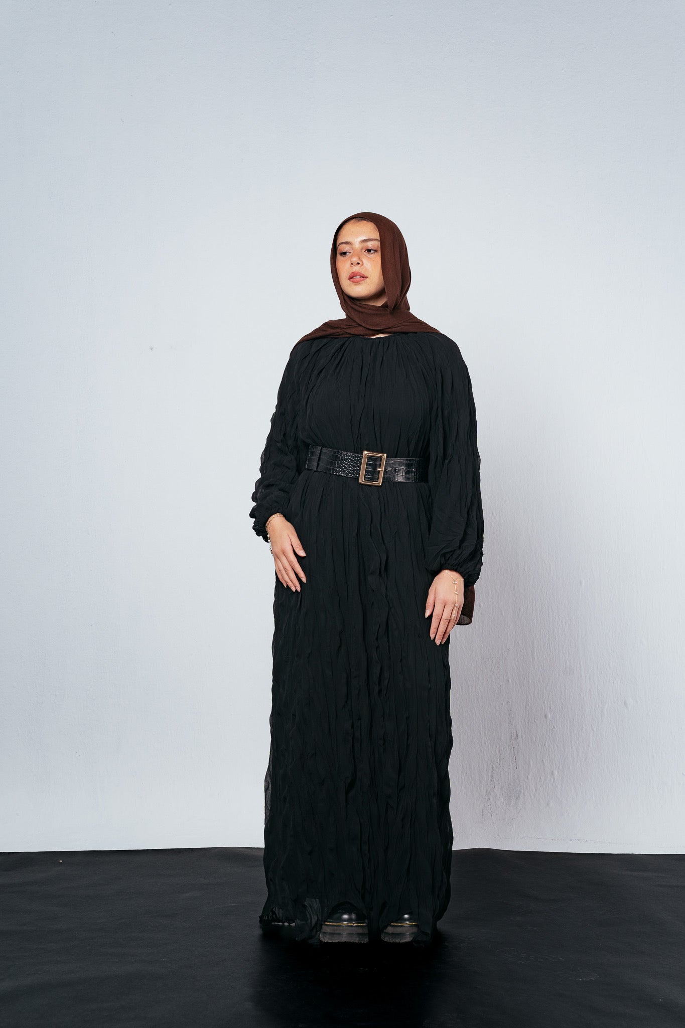 Nazly Crushed Dress in Black