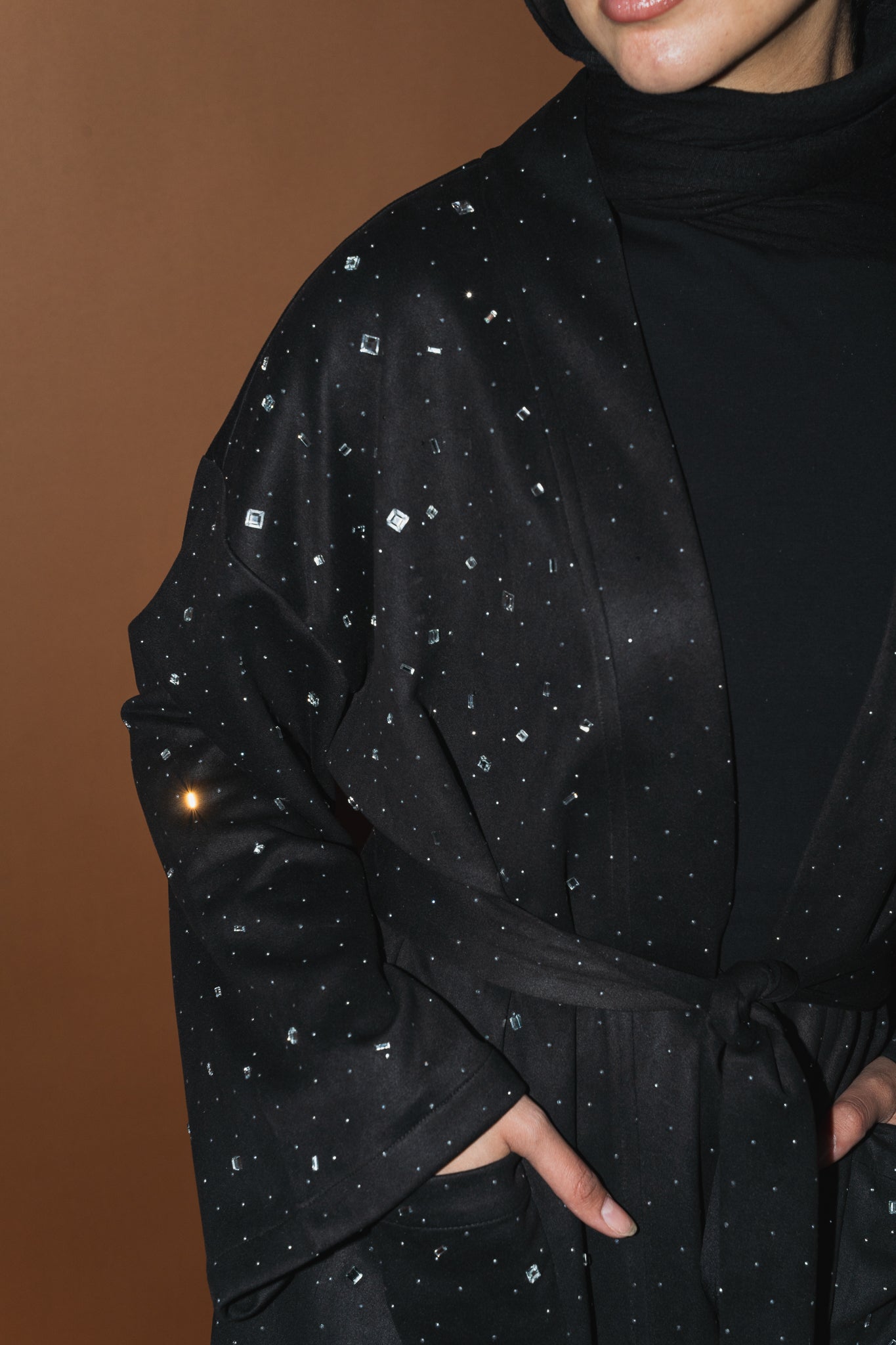Milky way Stone Cardigan in Black