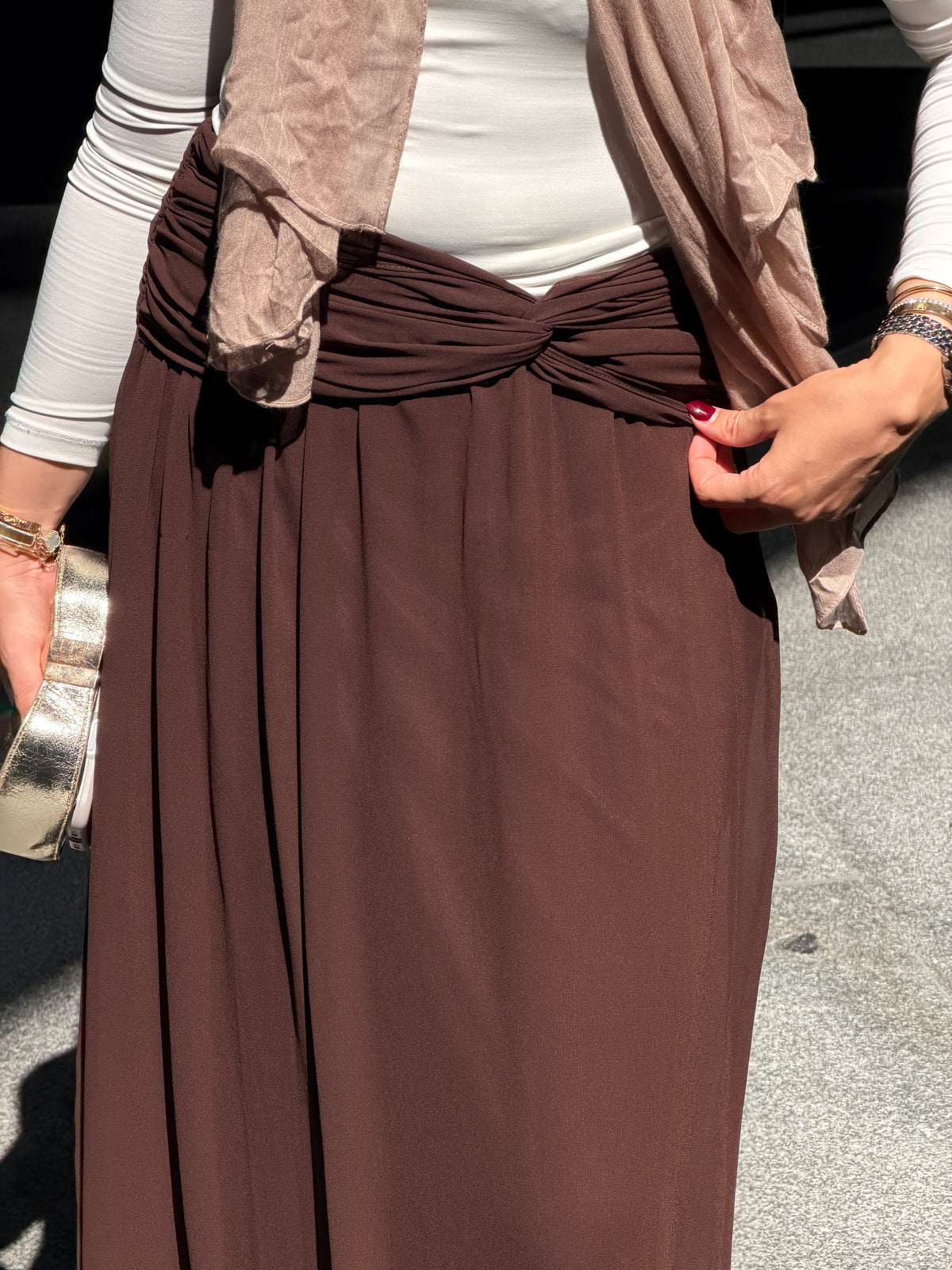 Ruby Twisted Skirt in Brown
