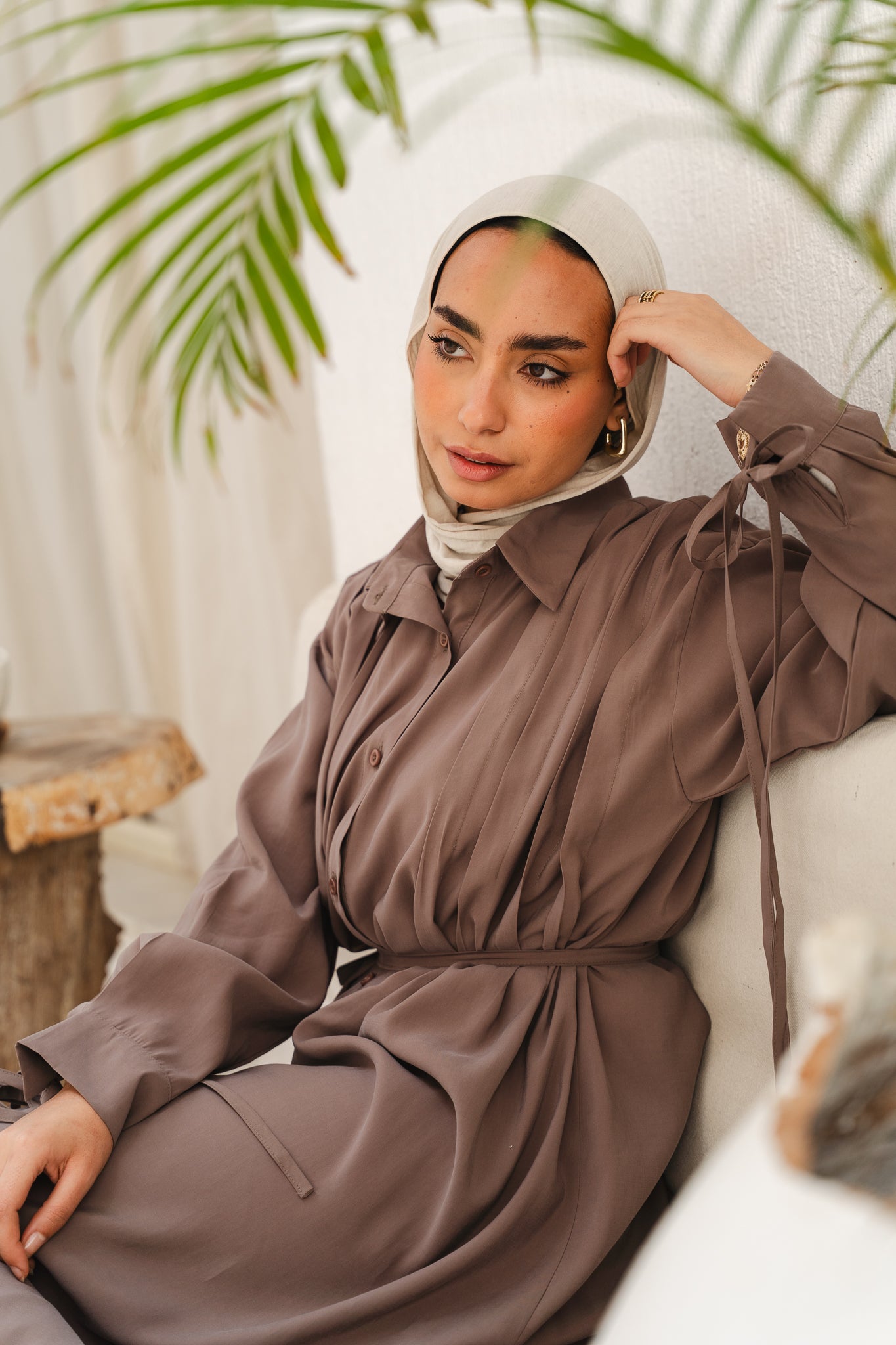 Golden Wave Shirt Dress in Cafe