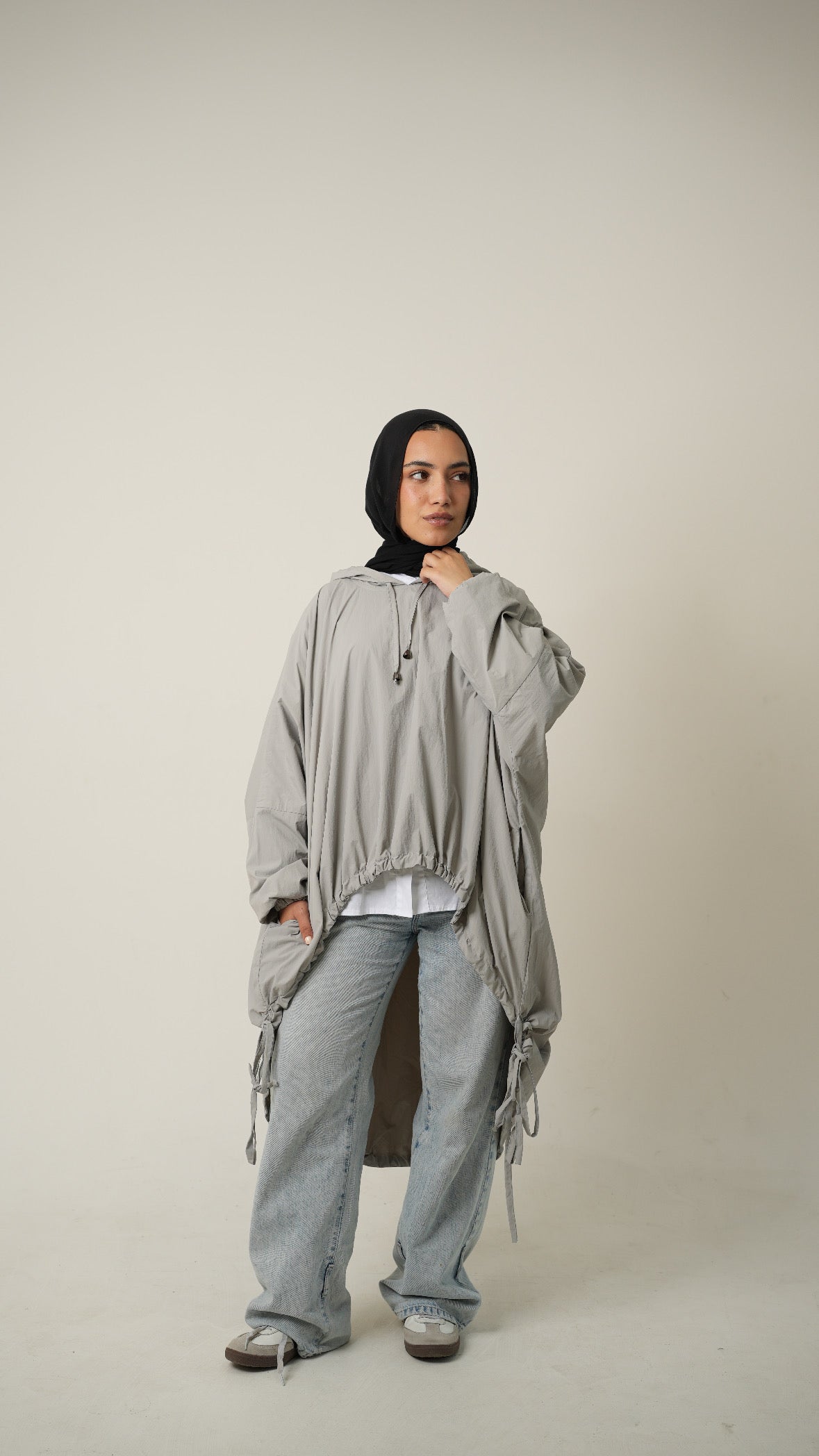 Hooded Waterproof jacket in metal gray