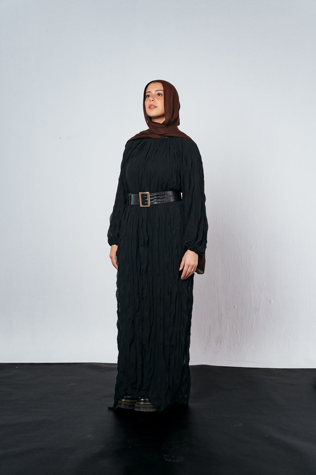 Nazly Crushed Dress in Black