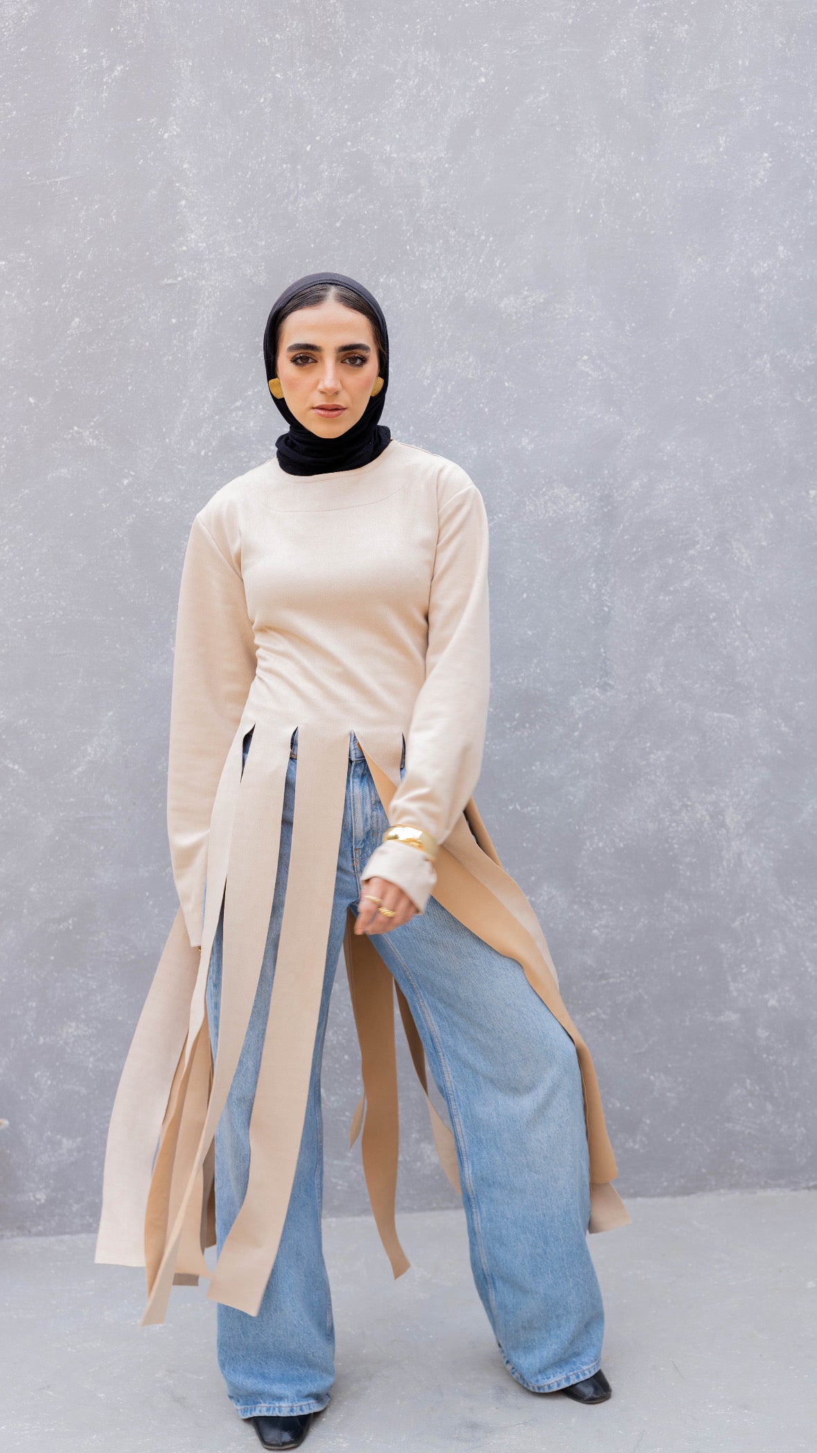 Fall in Fringes Top in Beige