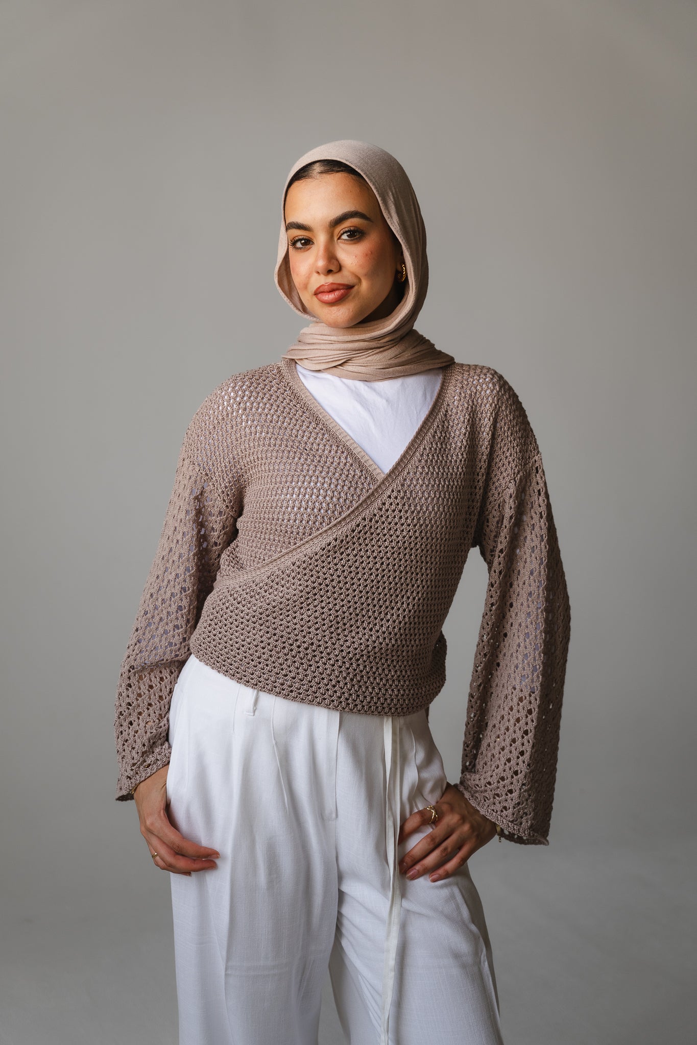 Seashell Wrap Top in Cafe