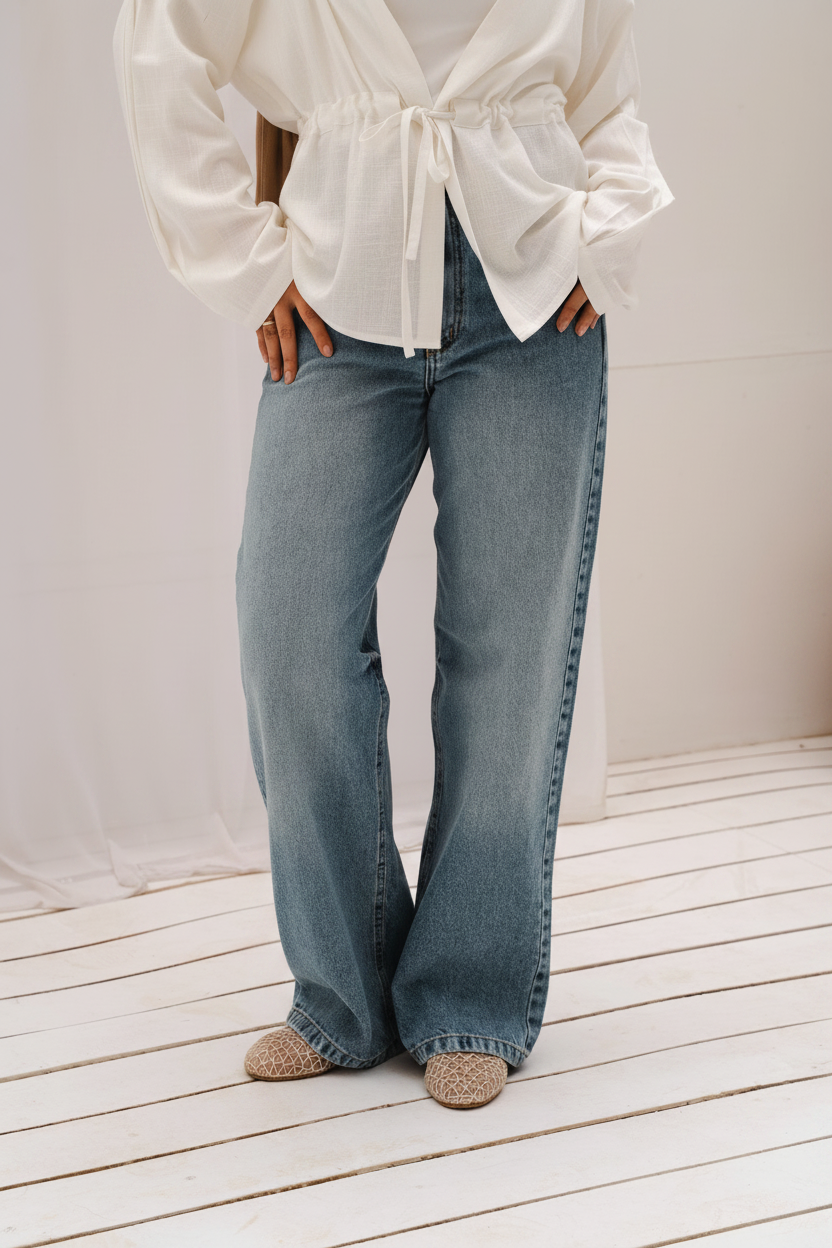 Daily Fit Denim Pants in Mid Blue