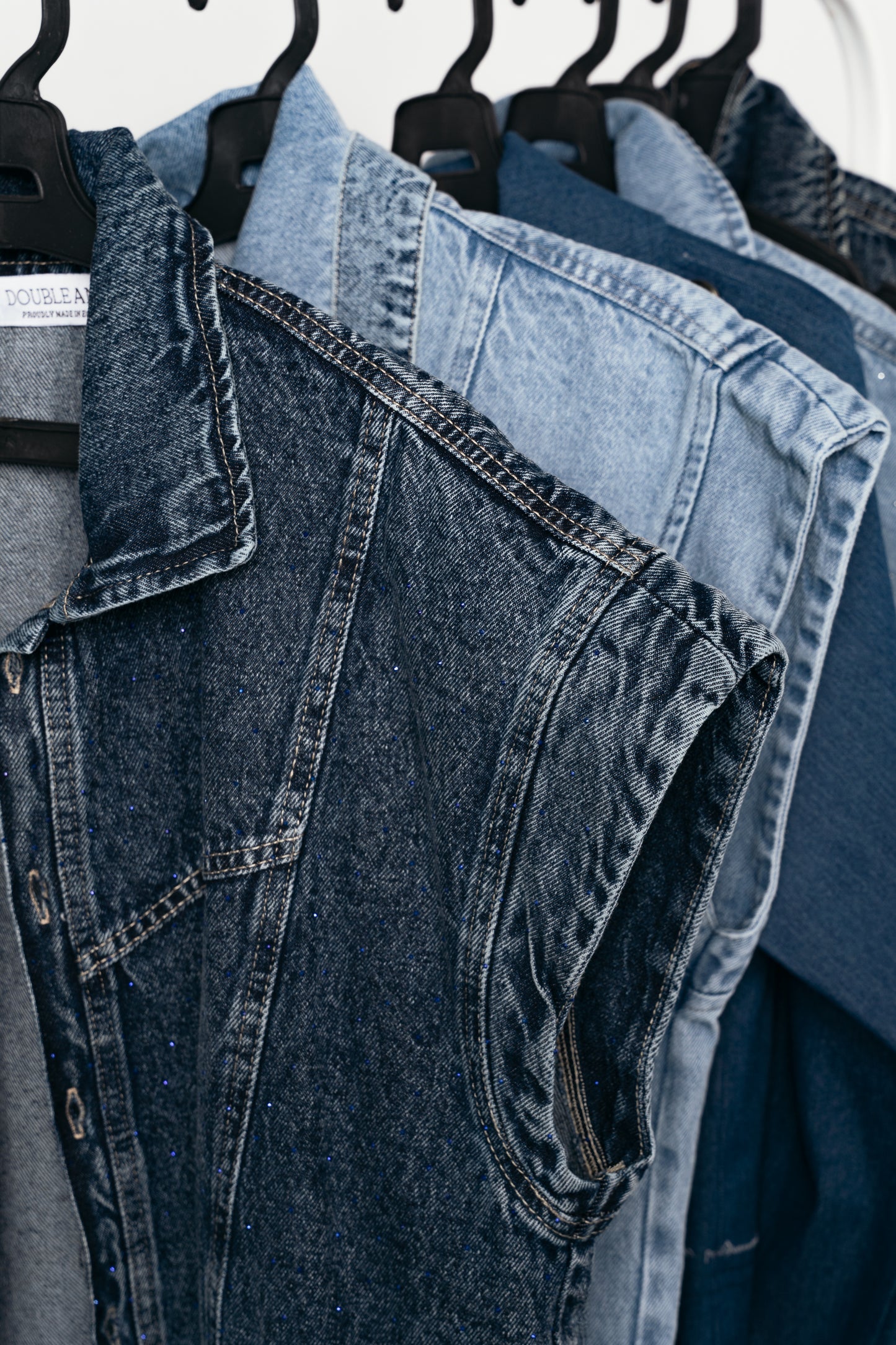 STUDDED Denim Vest in Dark blue