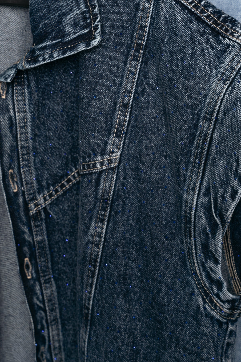 STUDDED Denim Vest in Dark blue