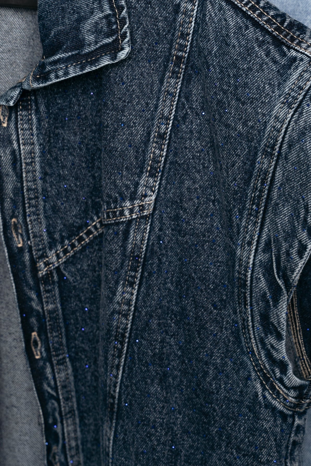 STUDDED Denim Vest in Dark blue