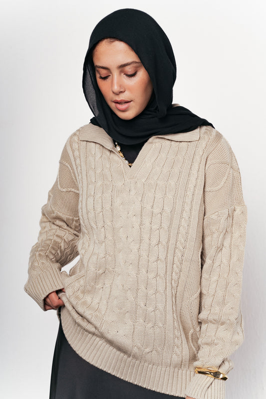 Knit Heaven Pullover in Beige