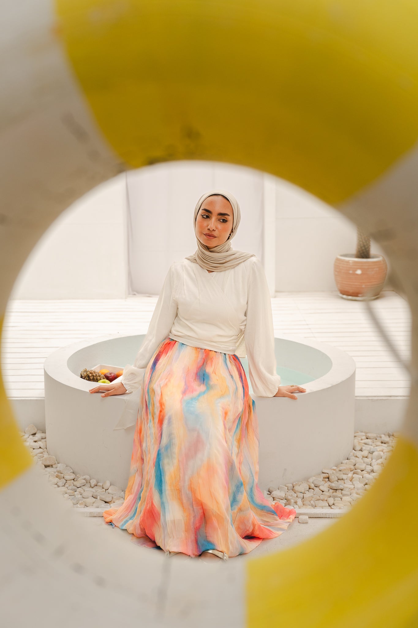 Peachy Sunset Asymmetric Skirt