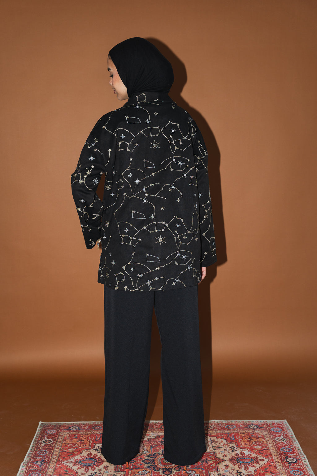 Celestial Embroidery Jacket in Black