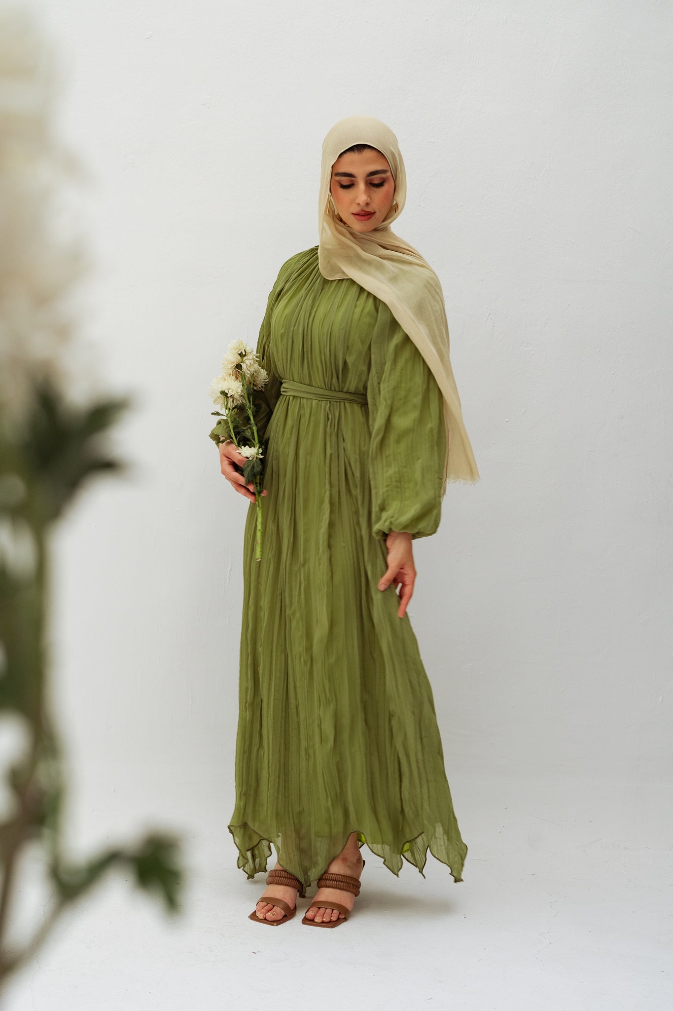 Nazly crushed dress in Mint