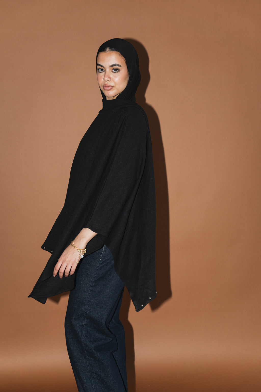 Studded Stardust Cape in Black
