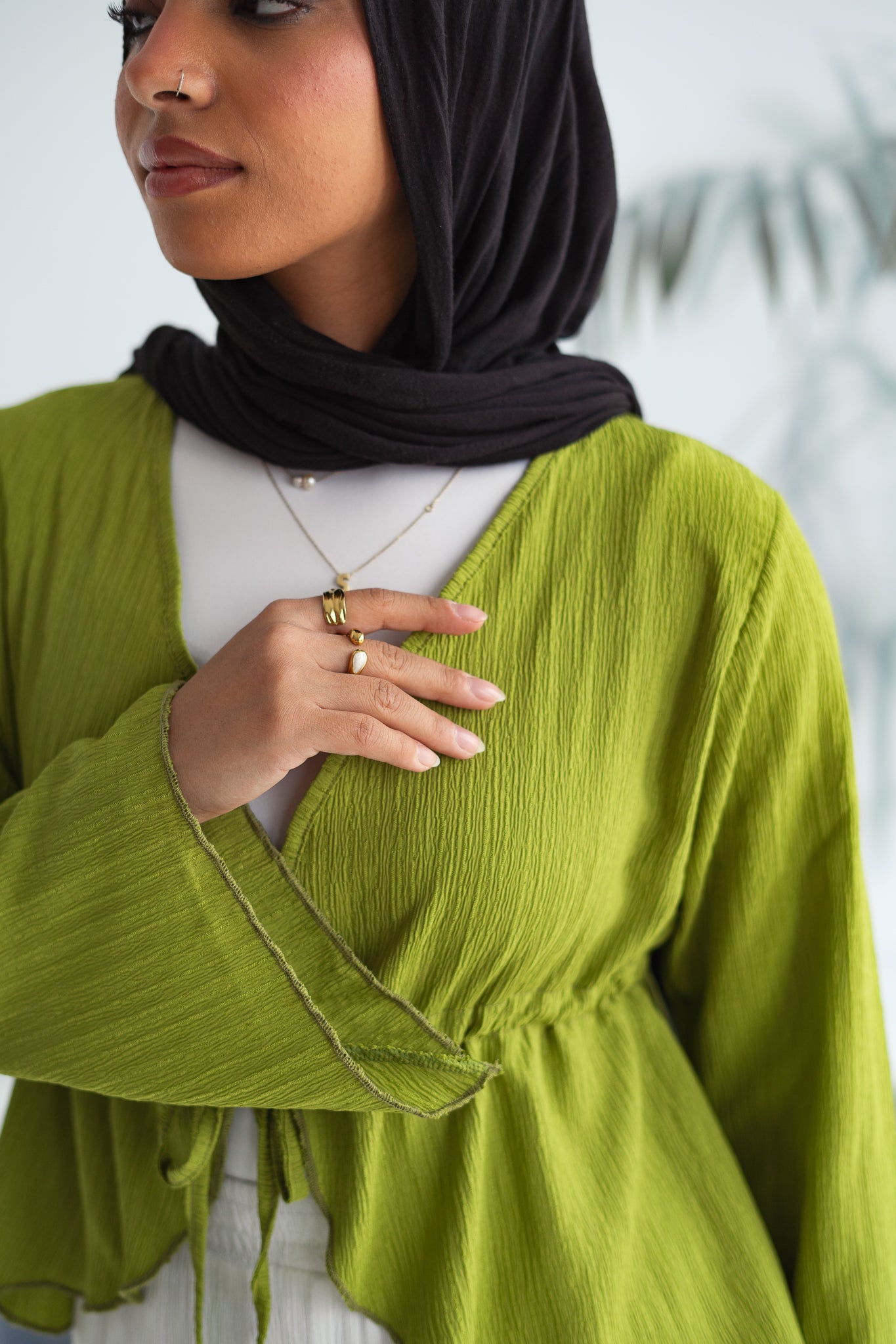 Short celine top in Dark lime