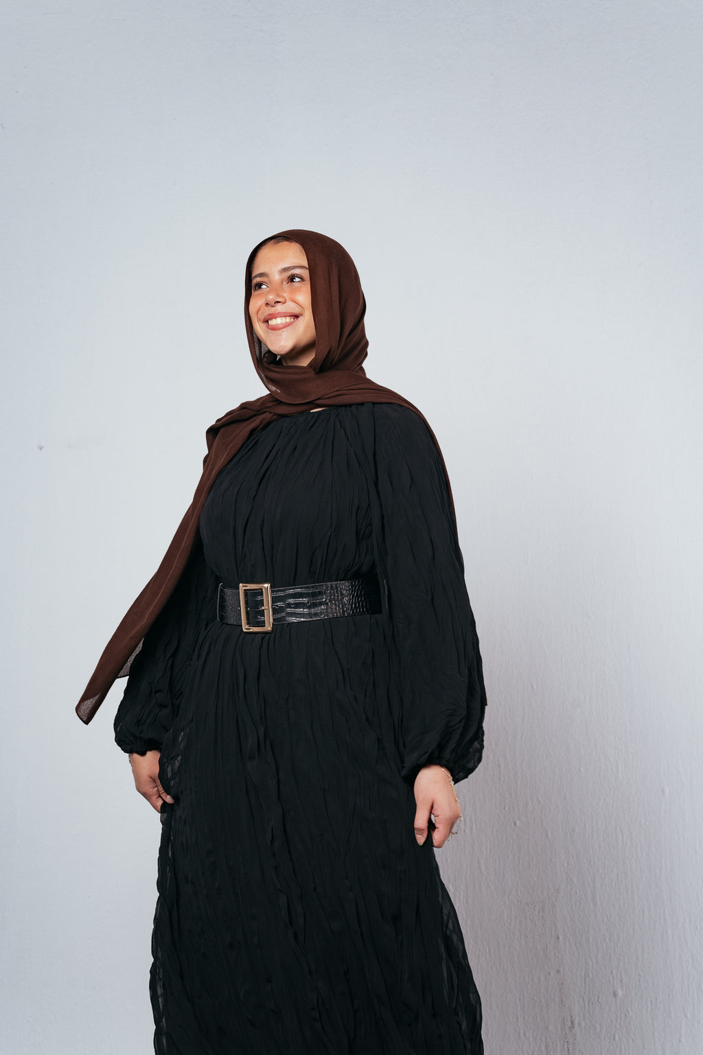 Nazly Crushed Dress in Black