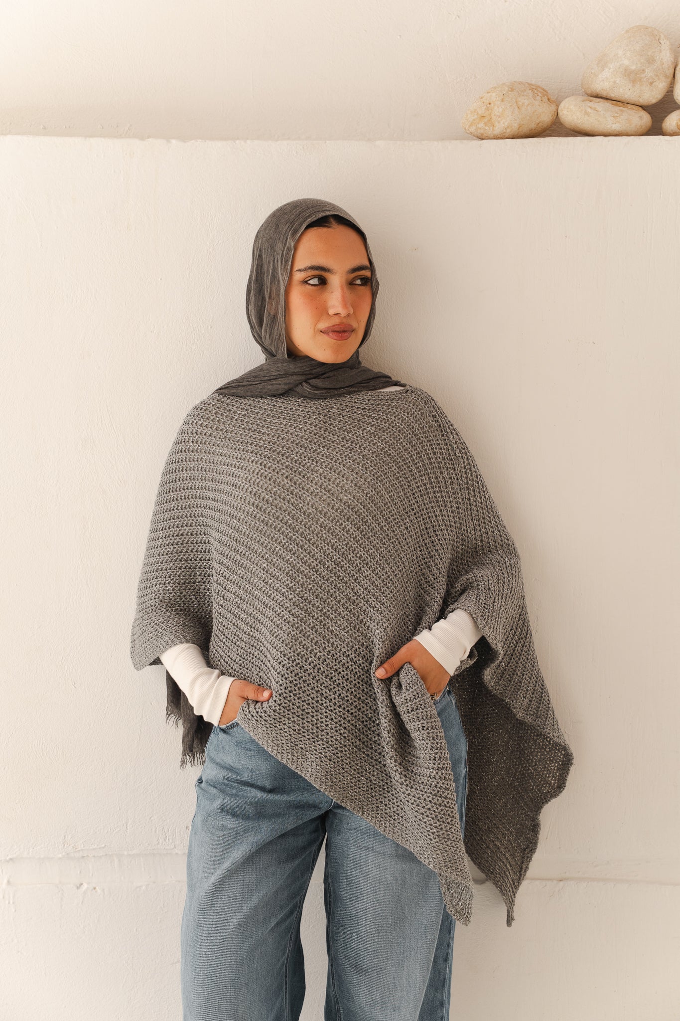 Lumira Cape Top in Shimmer Grey