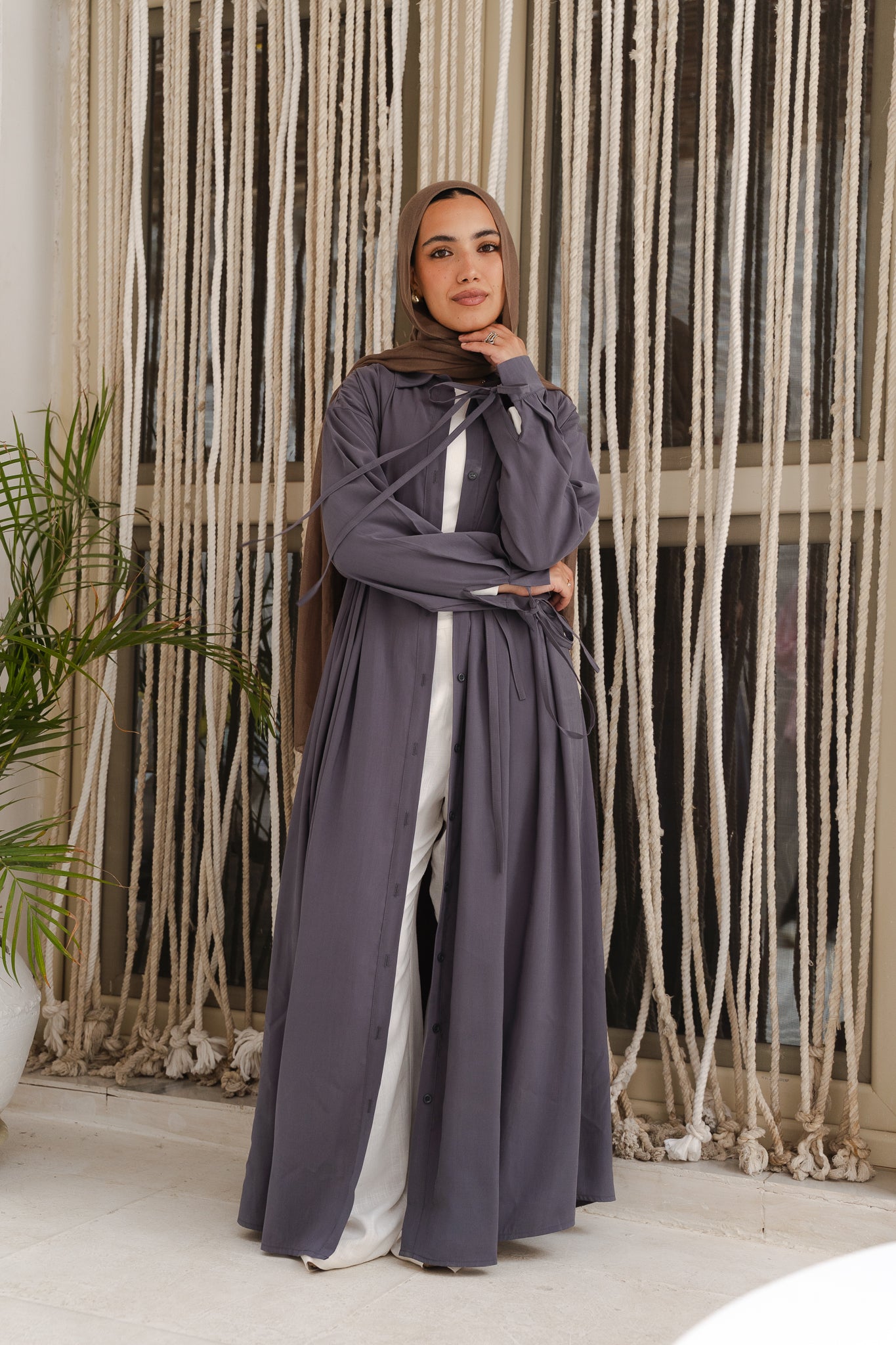 Golden Wave Shirt Dress in Steel Blue