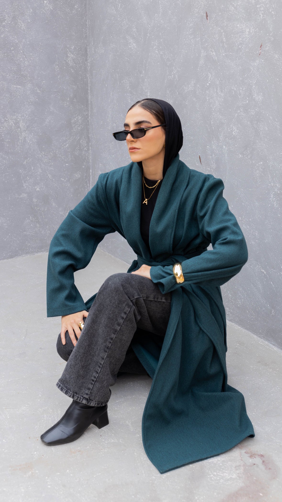 The Round Up Coat in Forest green