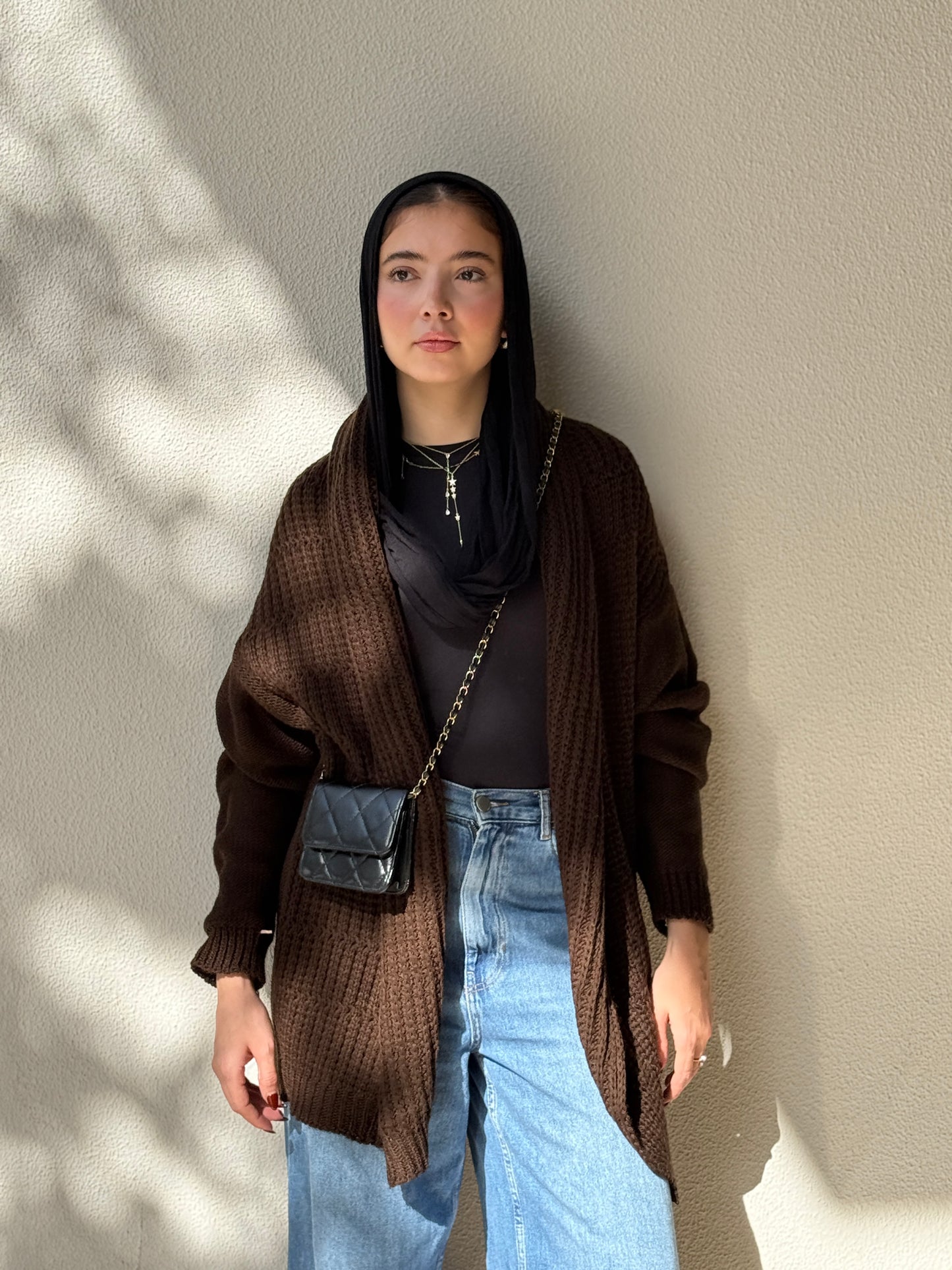 The Warm Hug Knit Cardigan in Brown