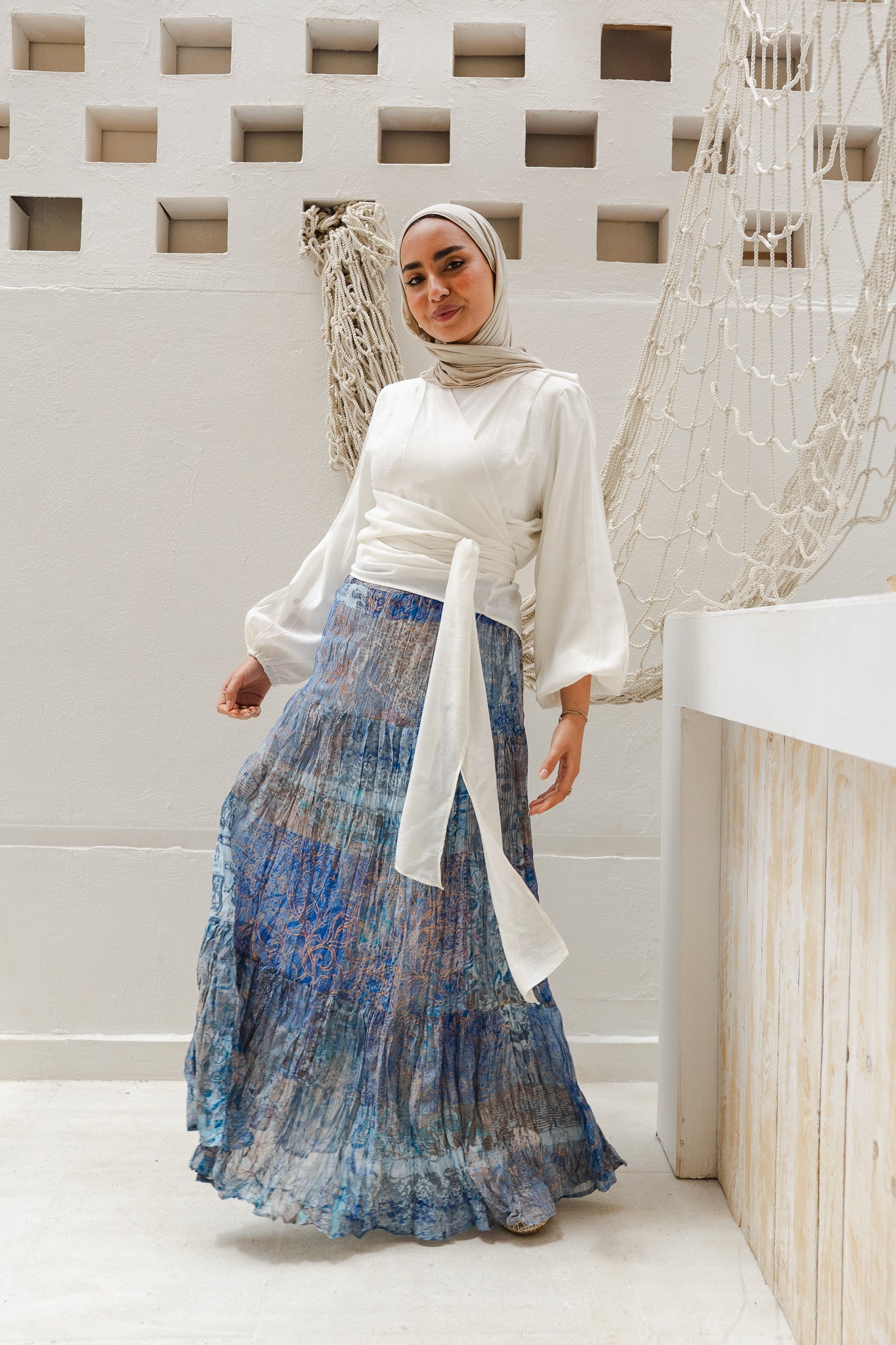 Ocean Waves Crushed Skirt