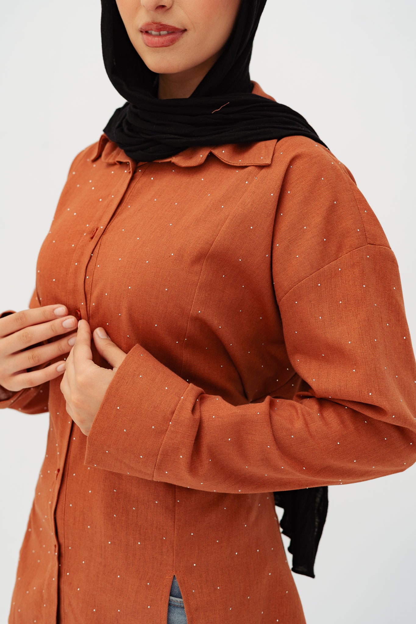 Studded Glam shirt in Rust
