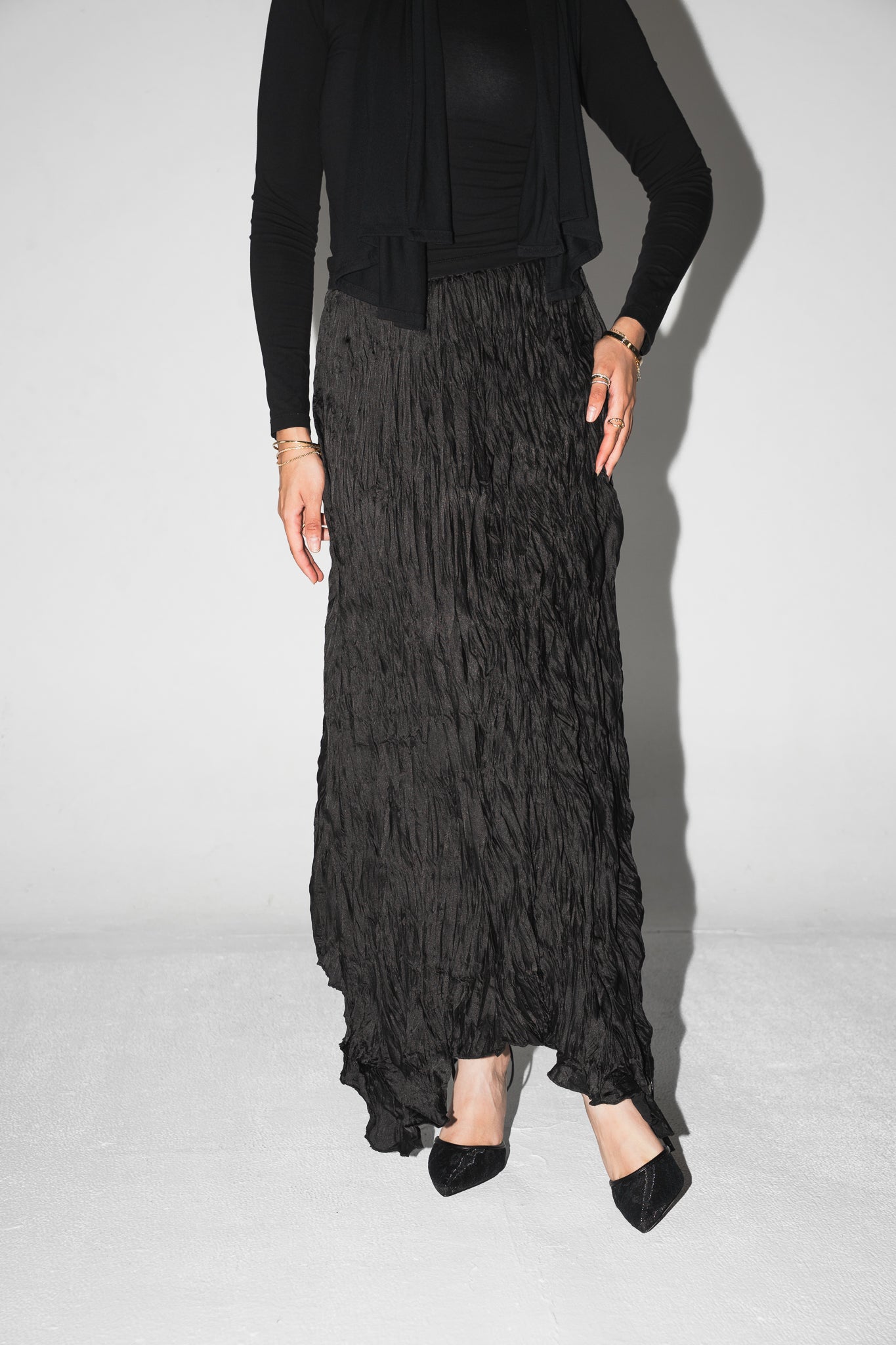 Anne Crushed skirt in Black