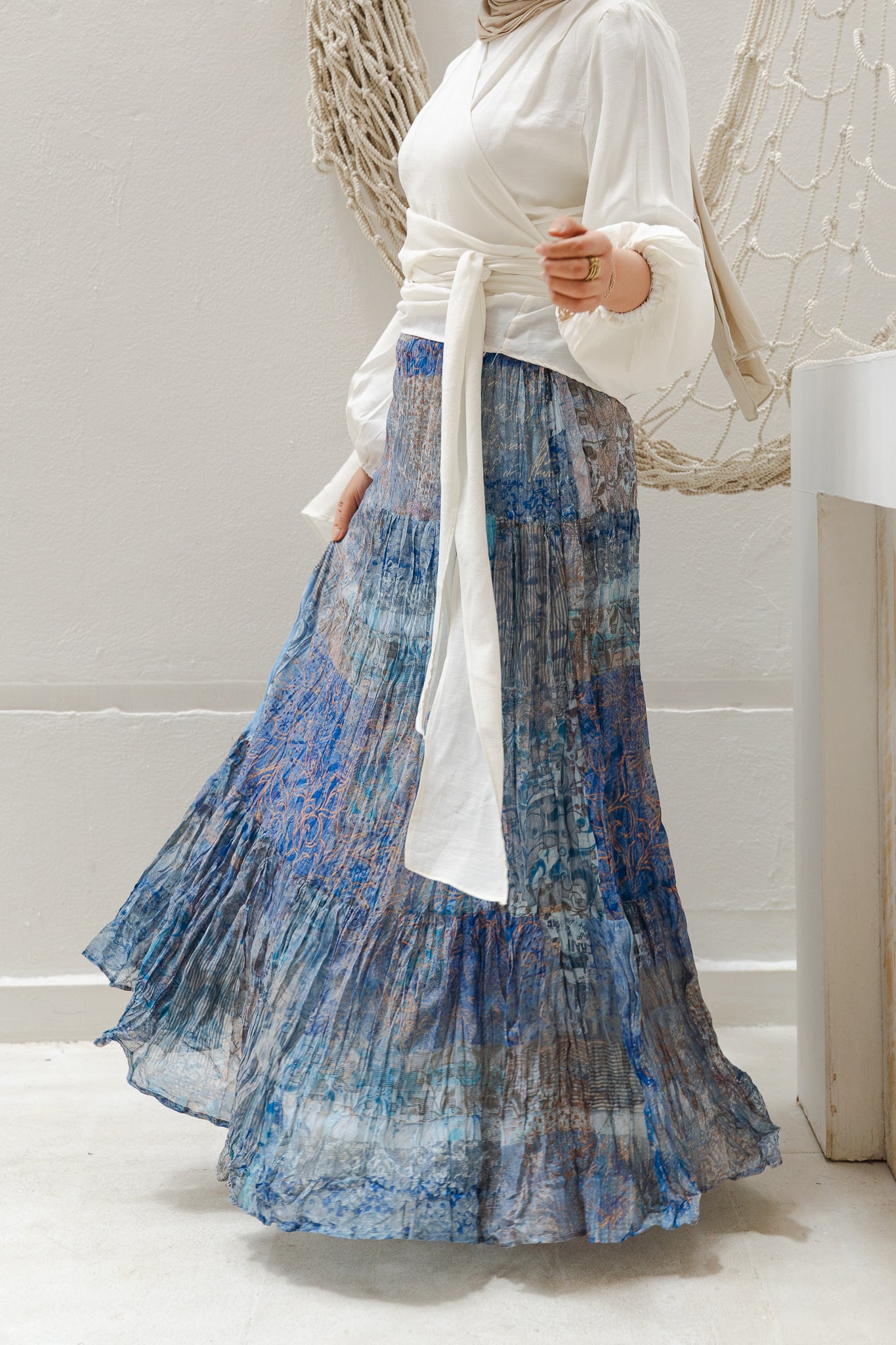 Ocean Waves Crushed Skirt