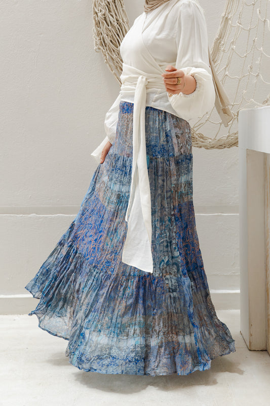 Ocean Waves Crushed Skirt