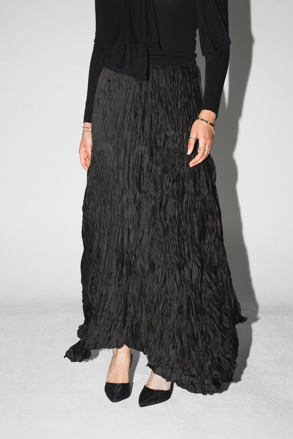 Anne Crushed skirt in Black