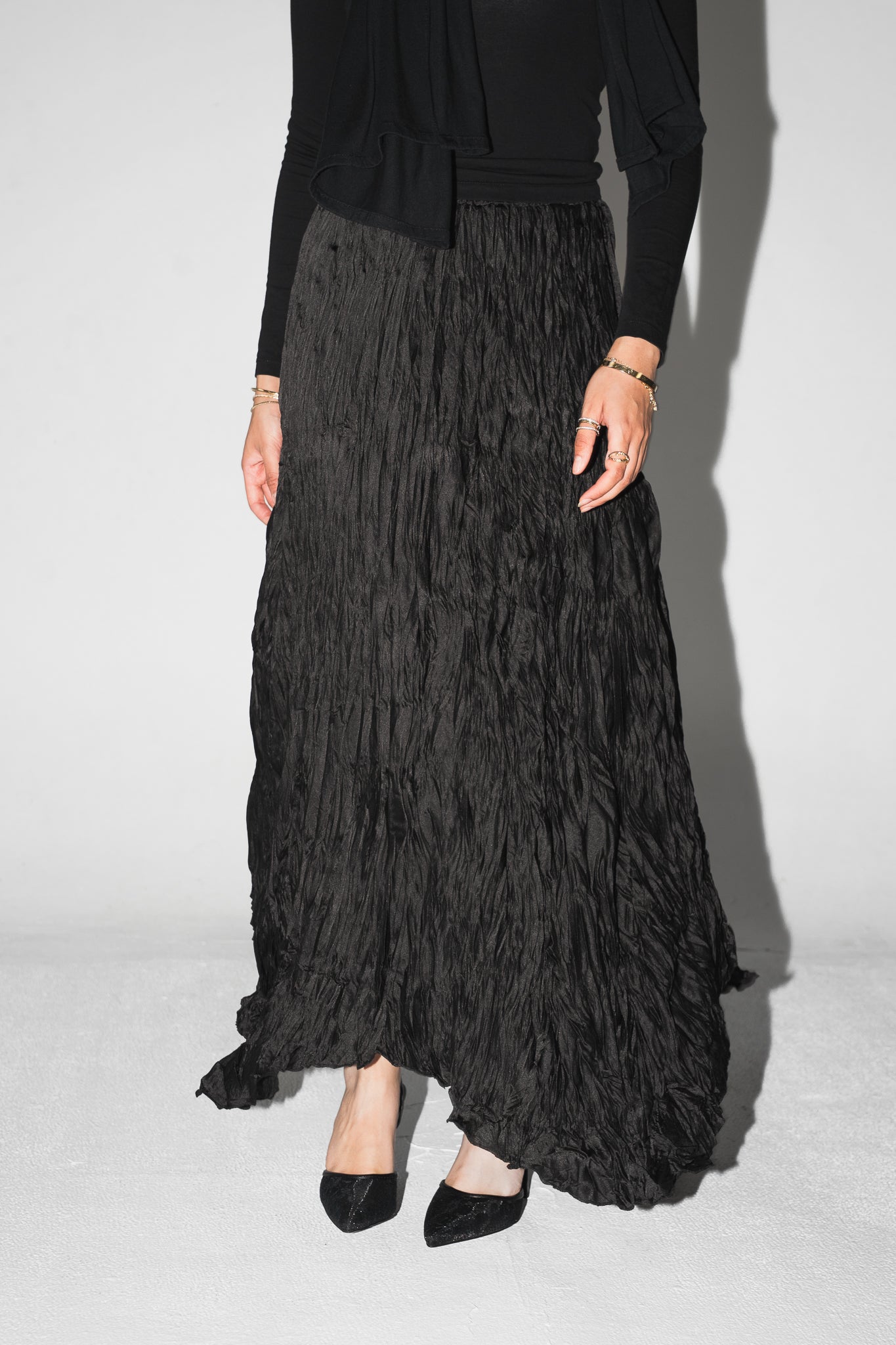 Anne Crushed skirt in Black