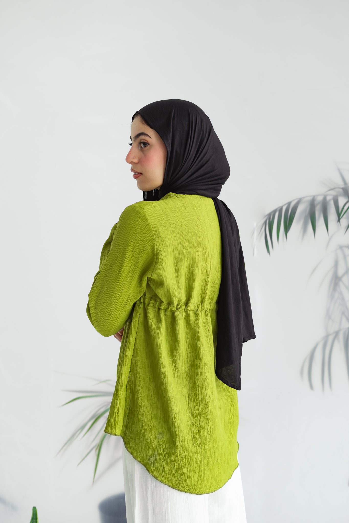 Long celine top in Dark lime
