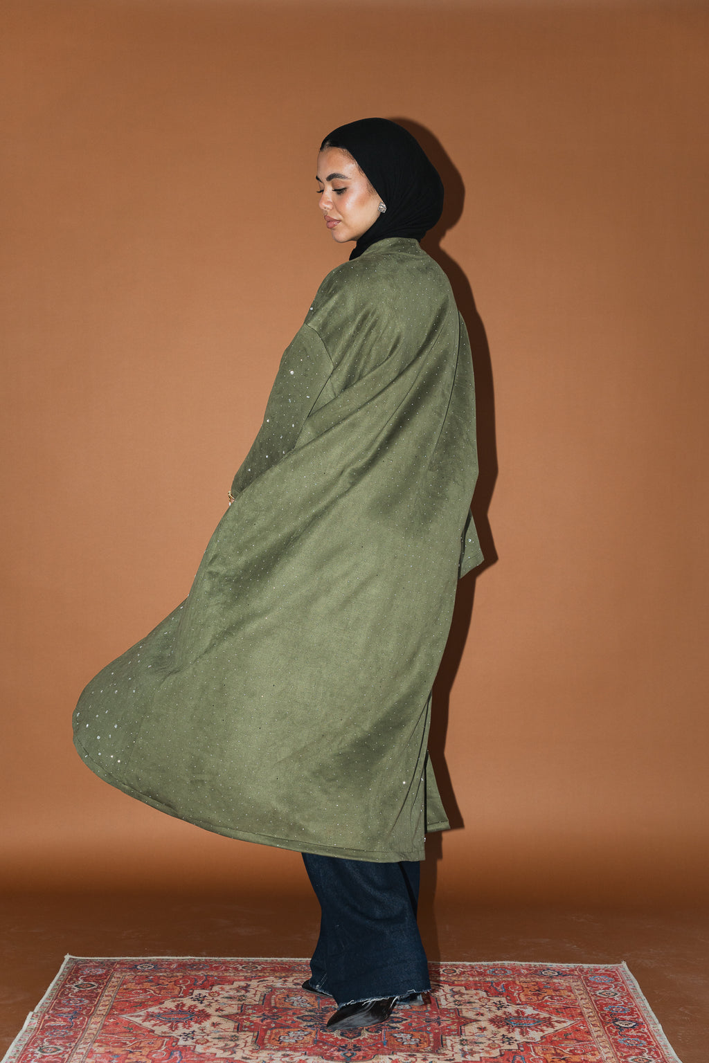 Milky way Stone Cardigan in Olive