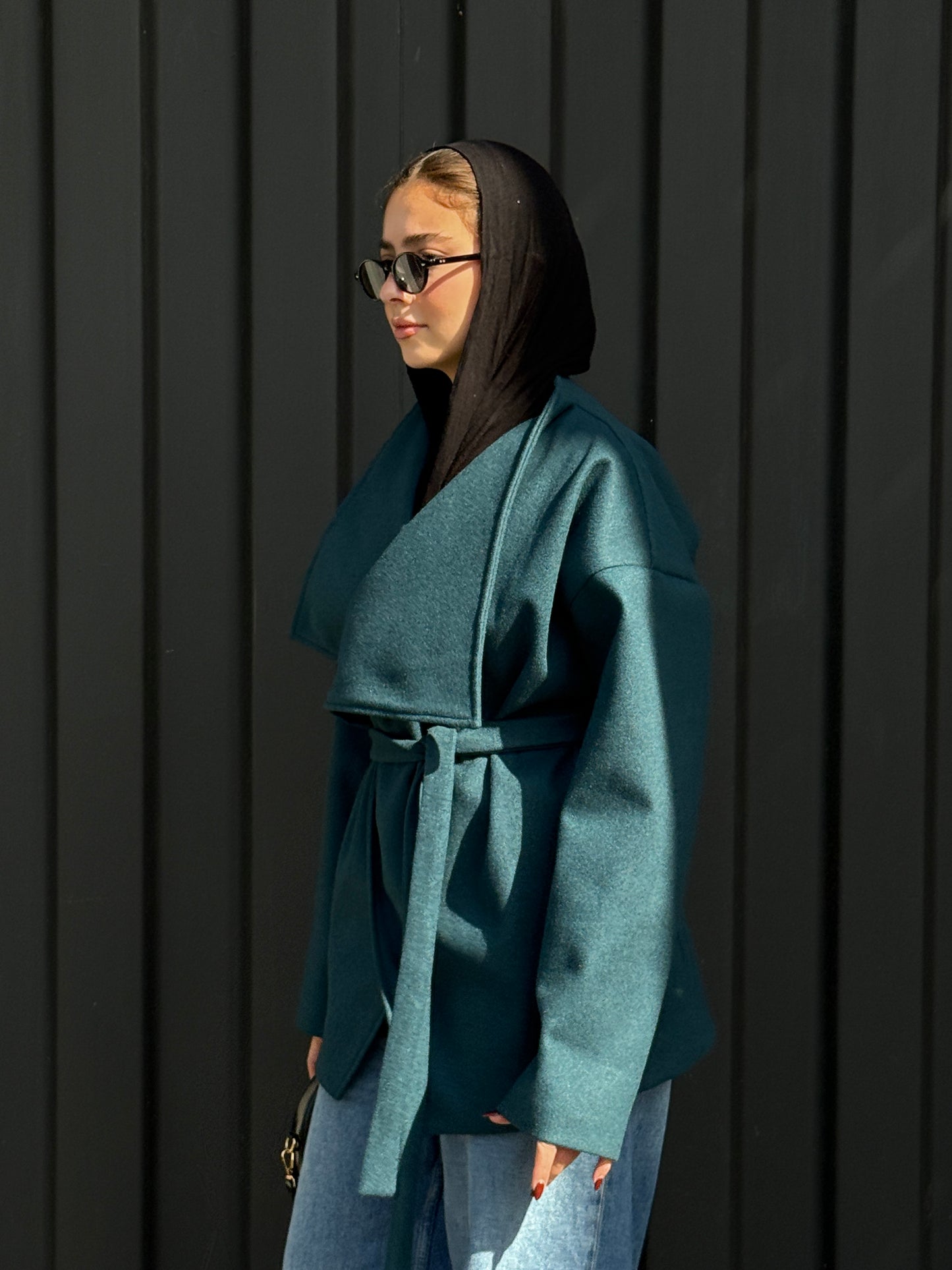 The Wrap Grace Coat in Teal