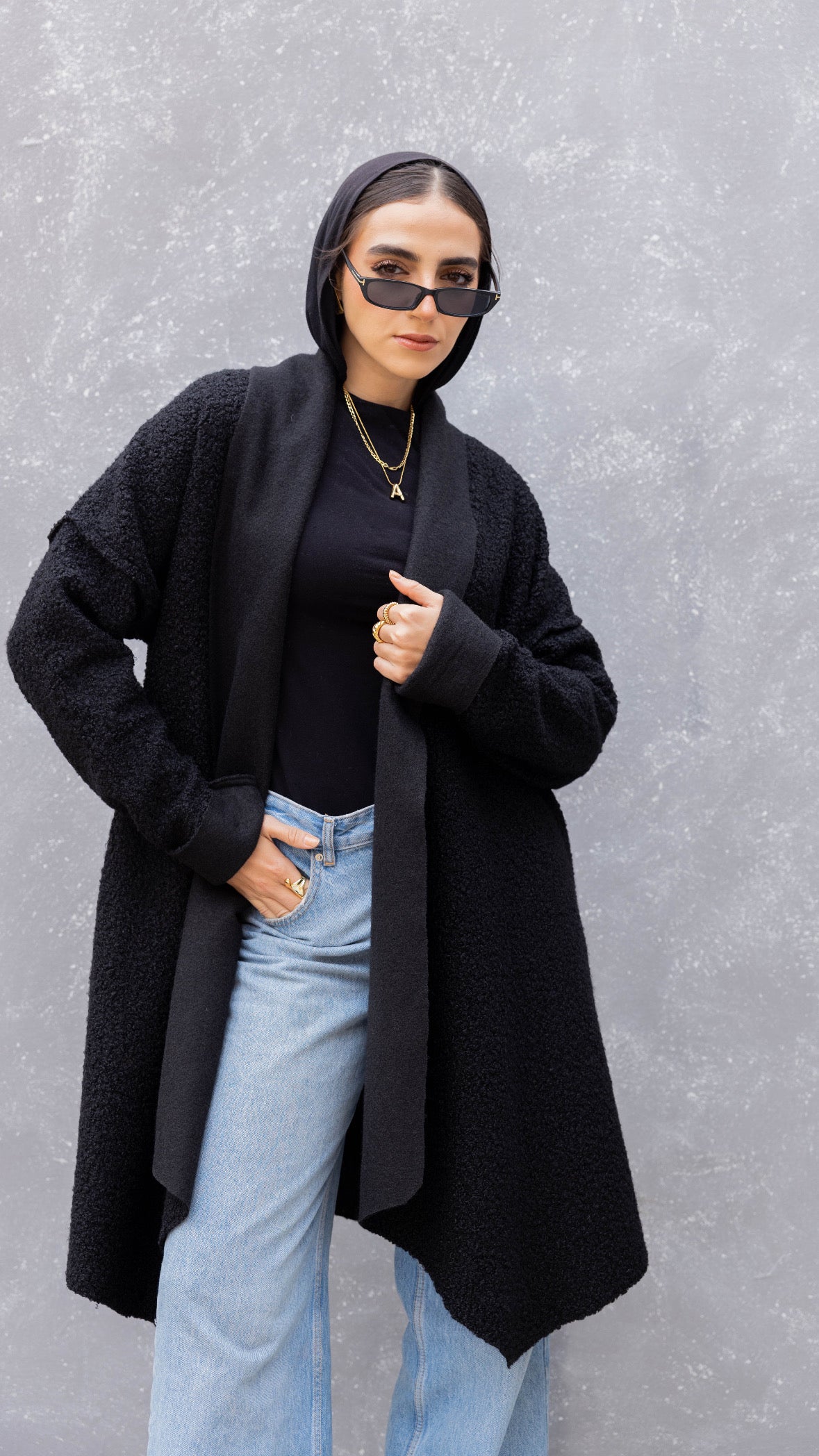 Cuddle up coat in black