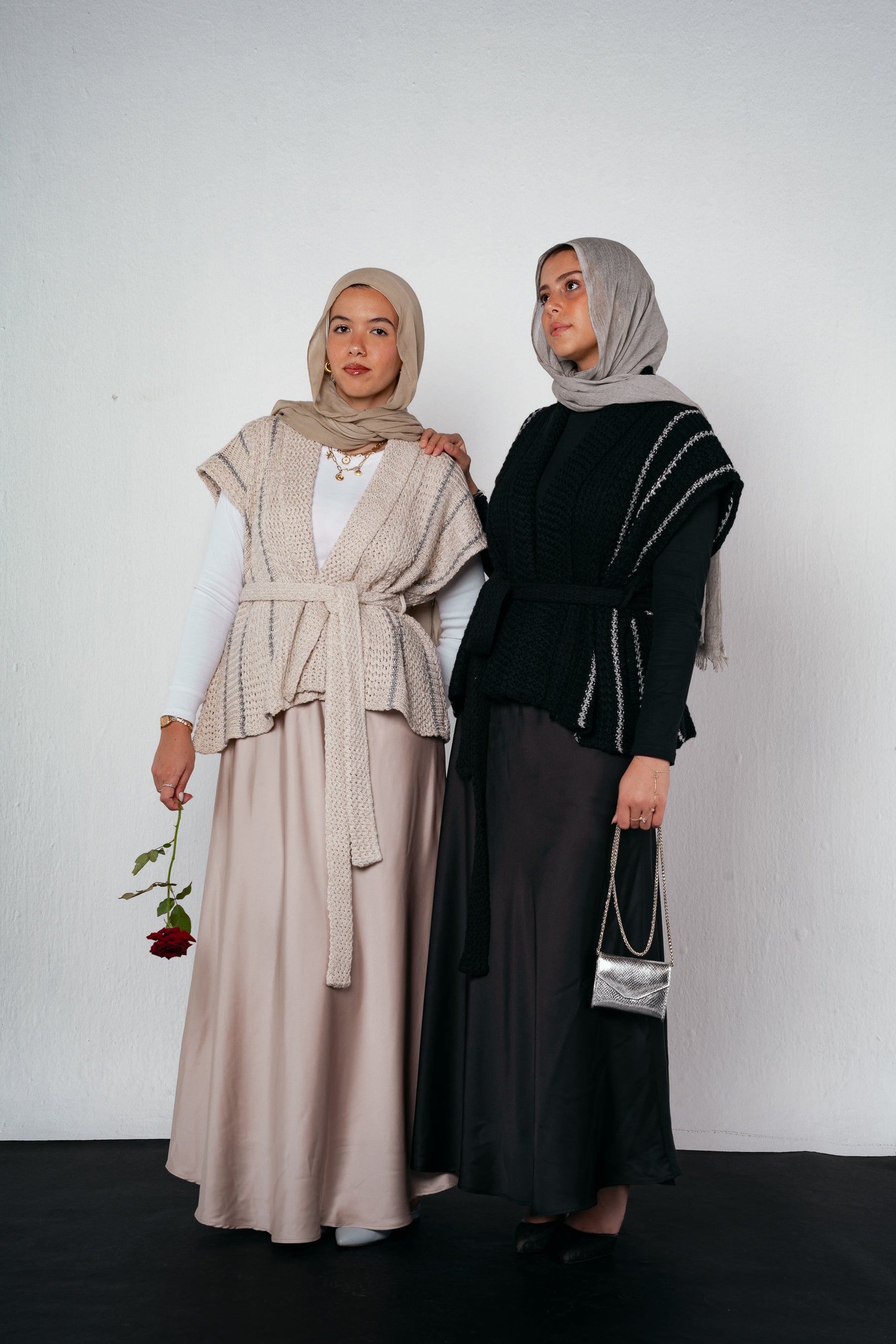 Silver Threads Knit Vest in Black