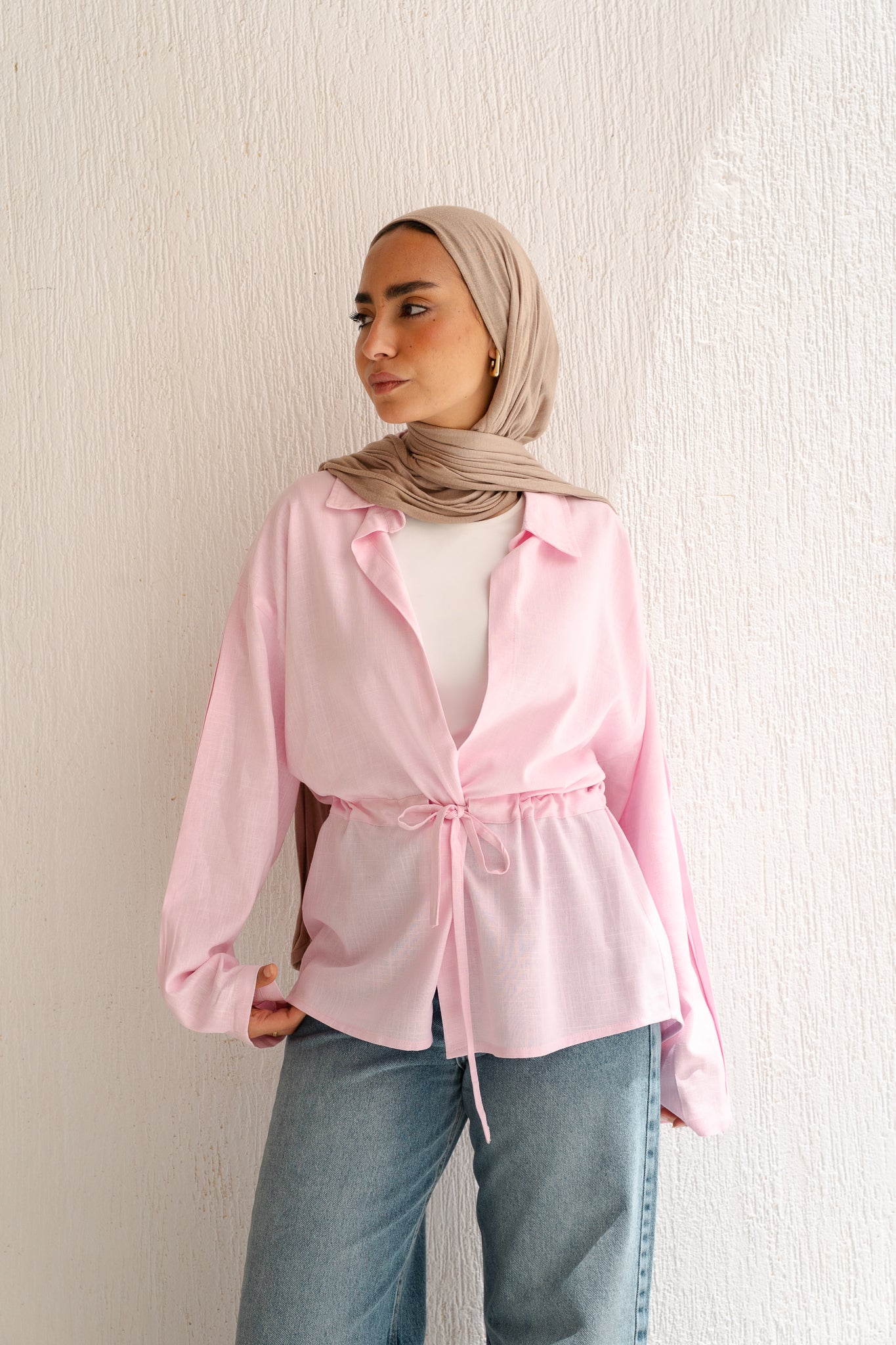 Slay You Girl Linen Top in Rose
