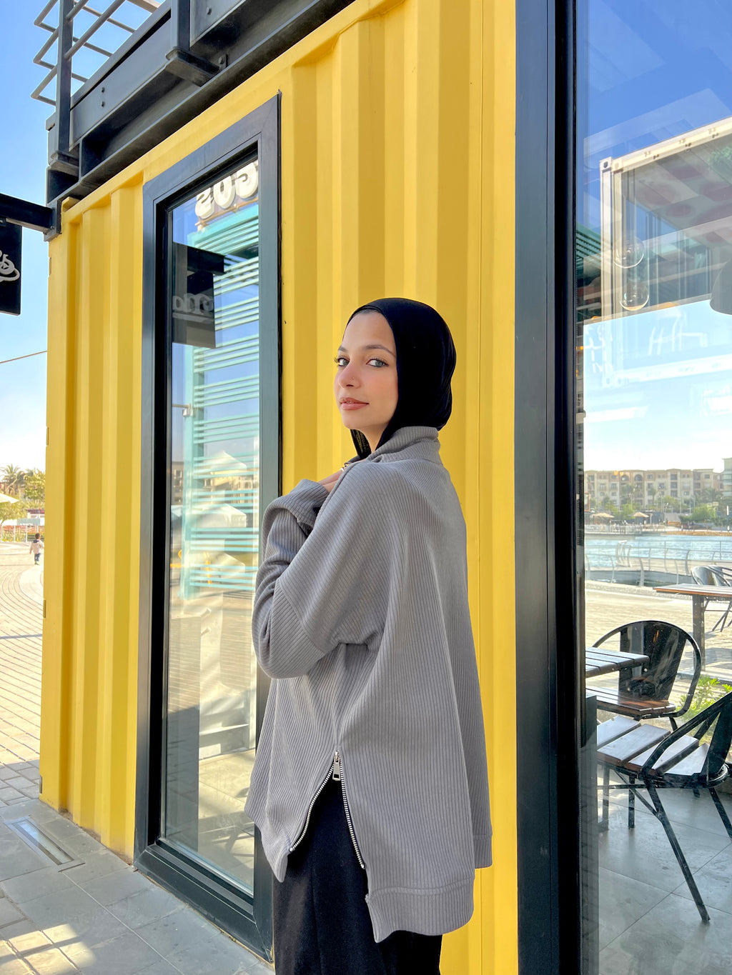 Zip-Up Sweater in Grey