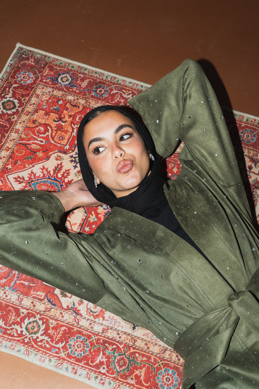 Milky way Stone Cardigan in Olive