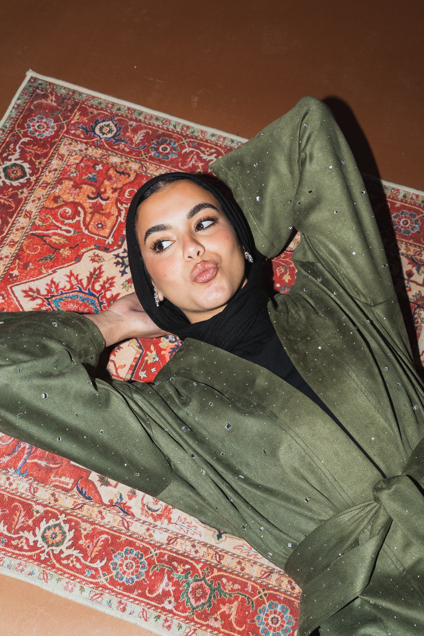 Milky way Stone Cardigan in Olive