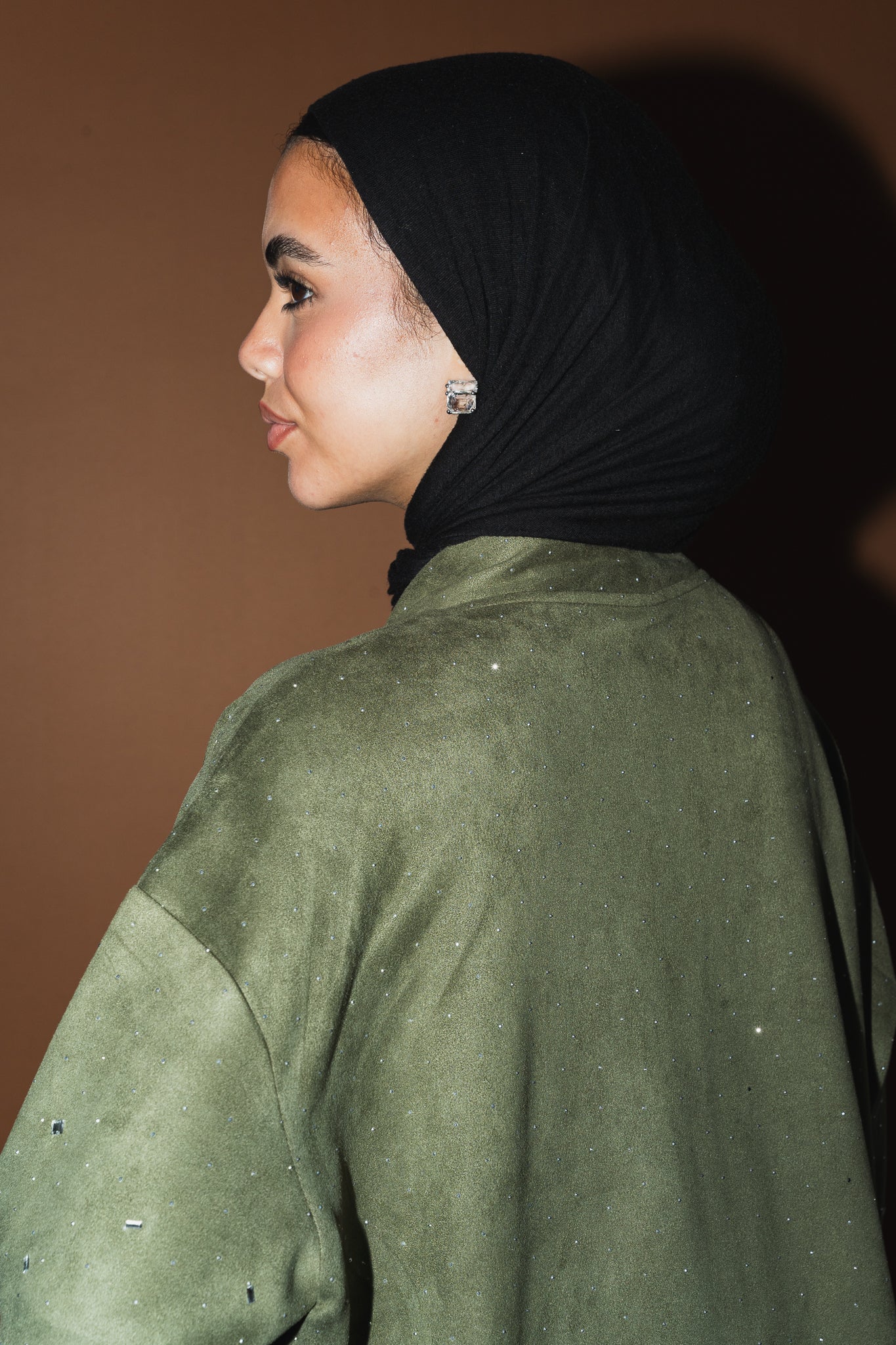 Milky way Stone Cardigan in Olive