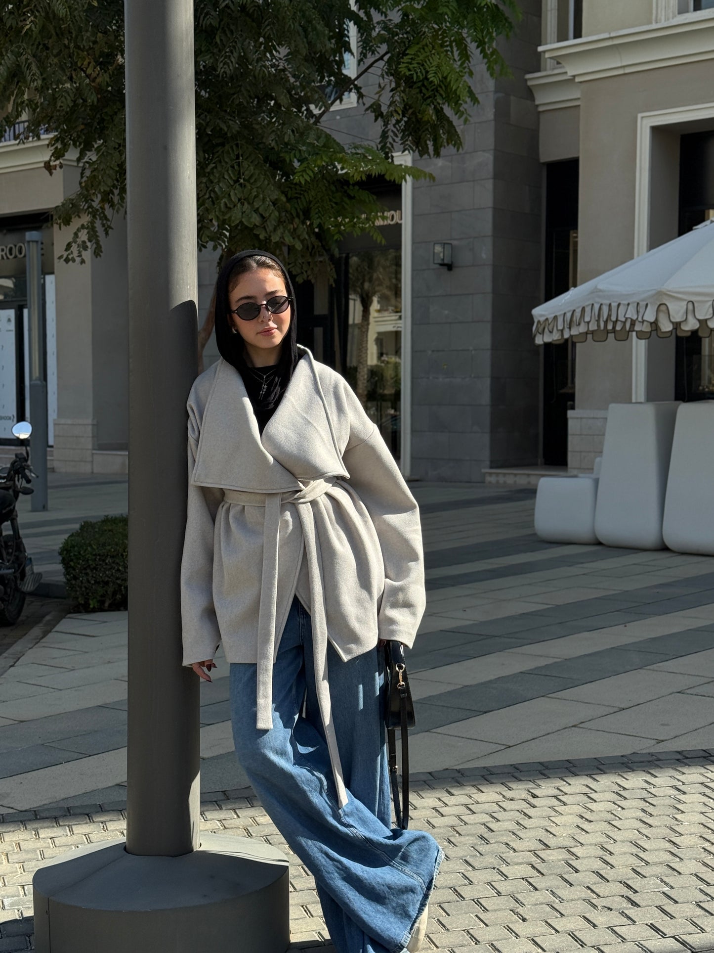 The Wrap Grace Coat in Greige