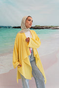 Asymmetrical Linen Petal kimono in Yellow