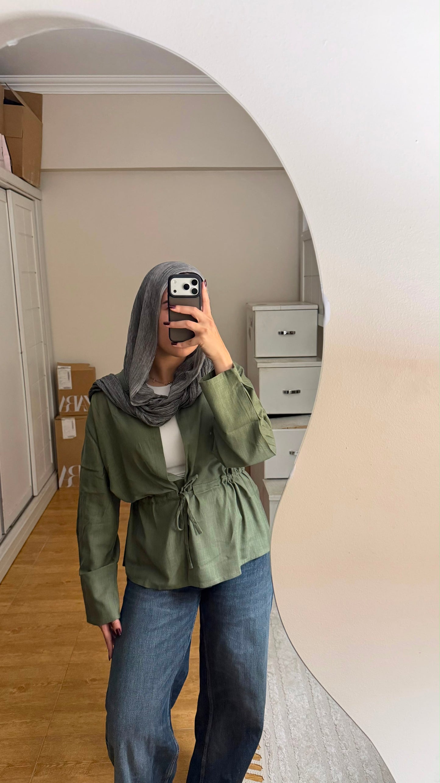 Slay You Girl Linen Top in Olive
